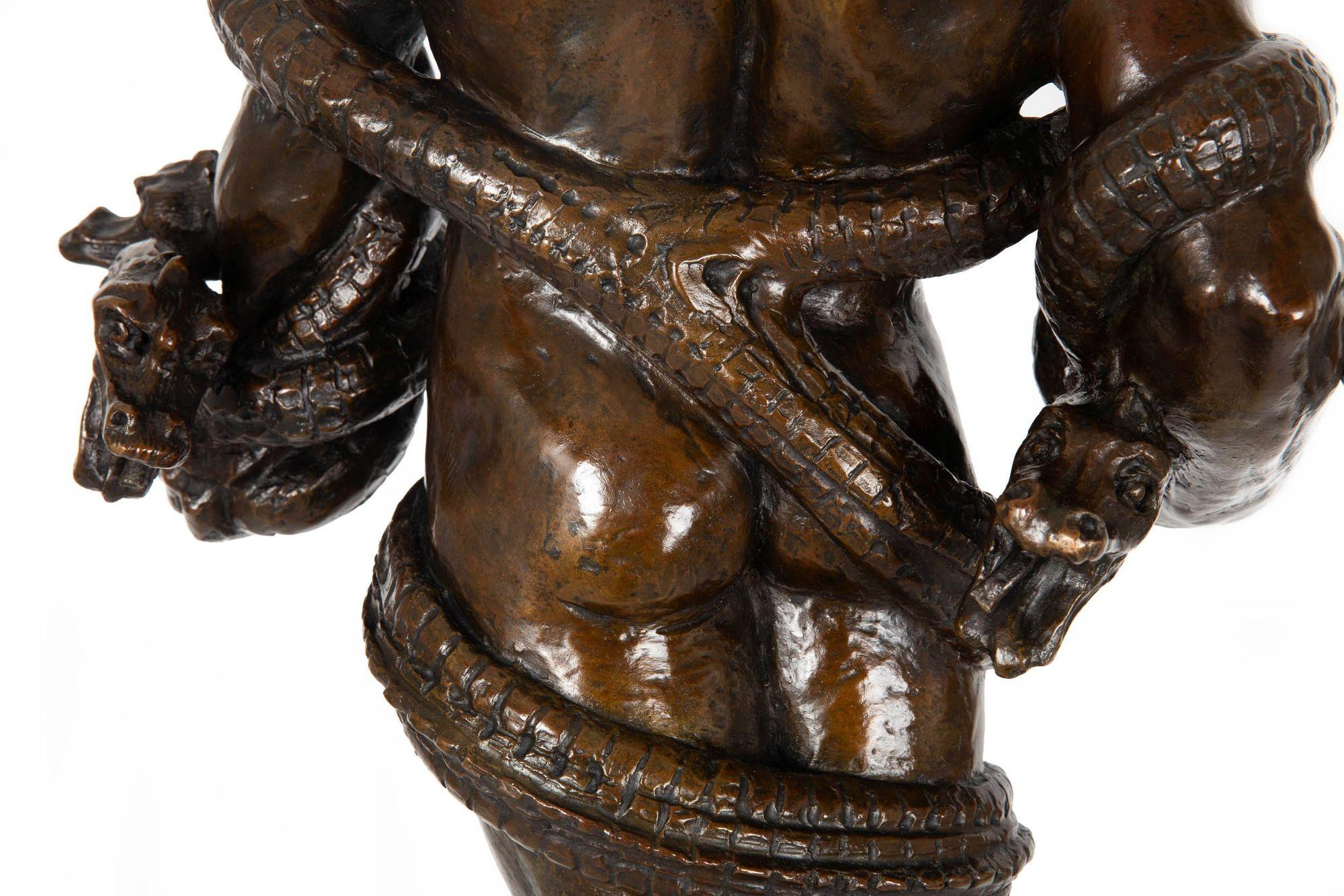 American School Art Deco Bronze Sculpture “Hercules & The Hydra” ca. 1940s For Sale 7