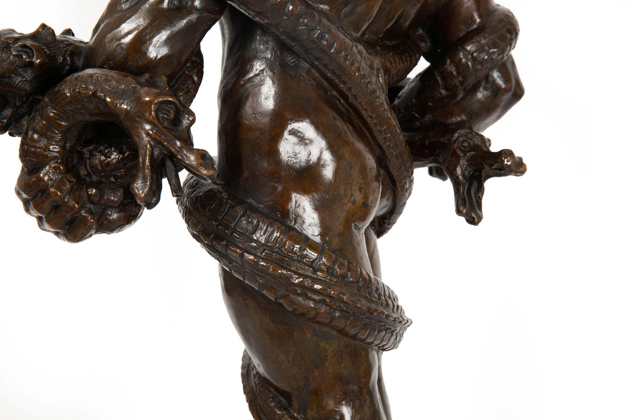 American School Art Deco Bronze Sculpture “Hercules & The Hydra” ca. 1940s For Sale 14