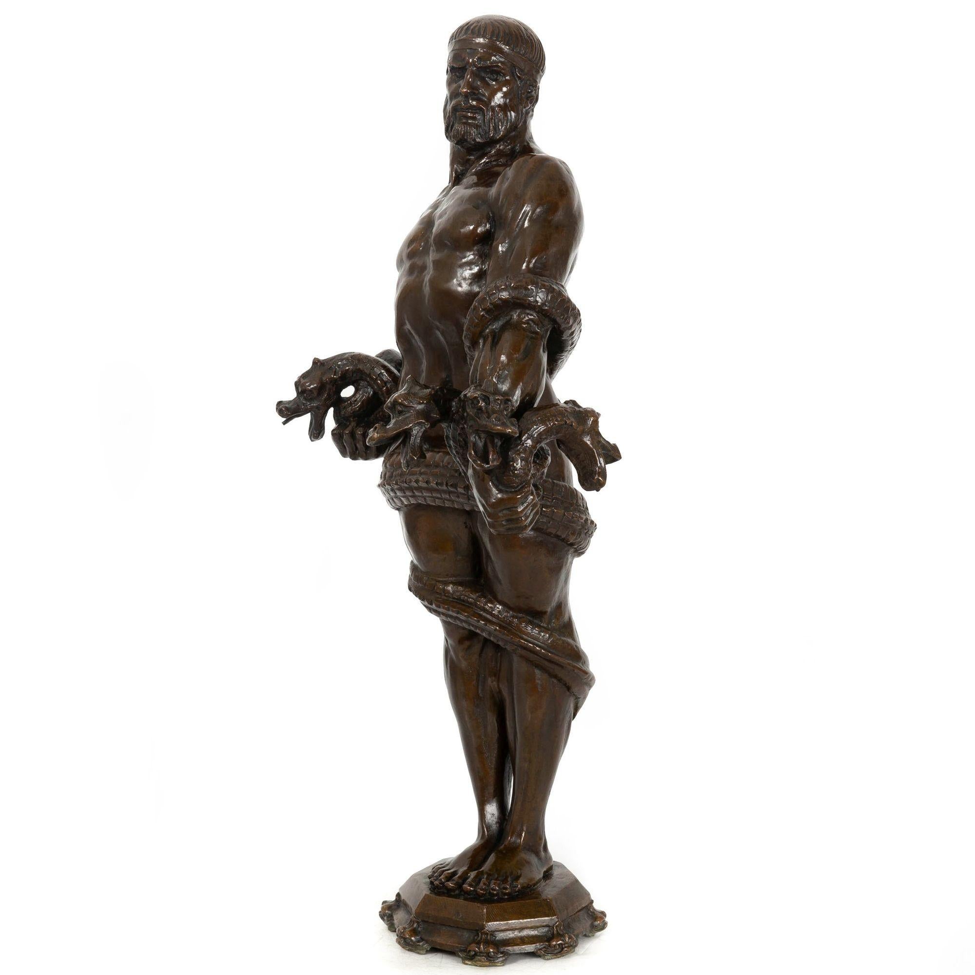 American School Art Deco Bronze Sculpture “Hercules & The Hydra” ca. 1940s For Sale 16