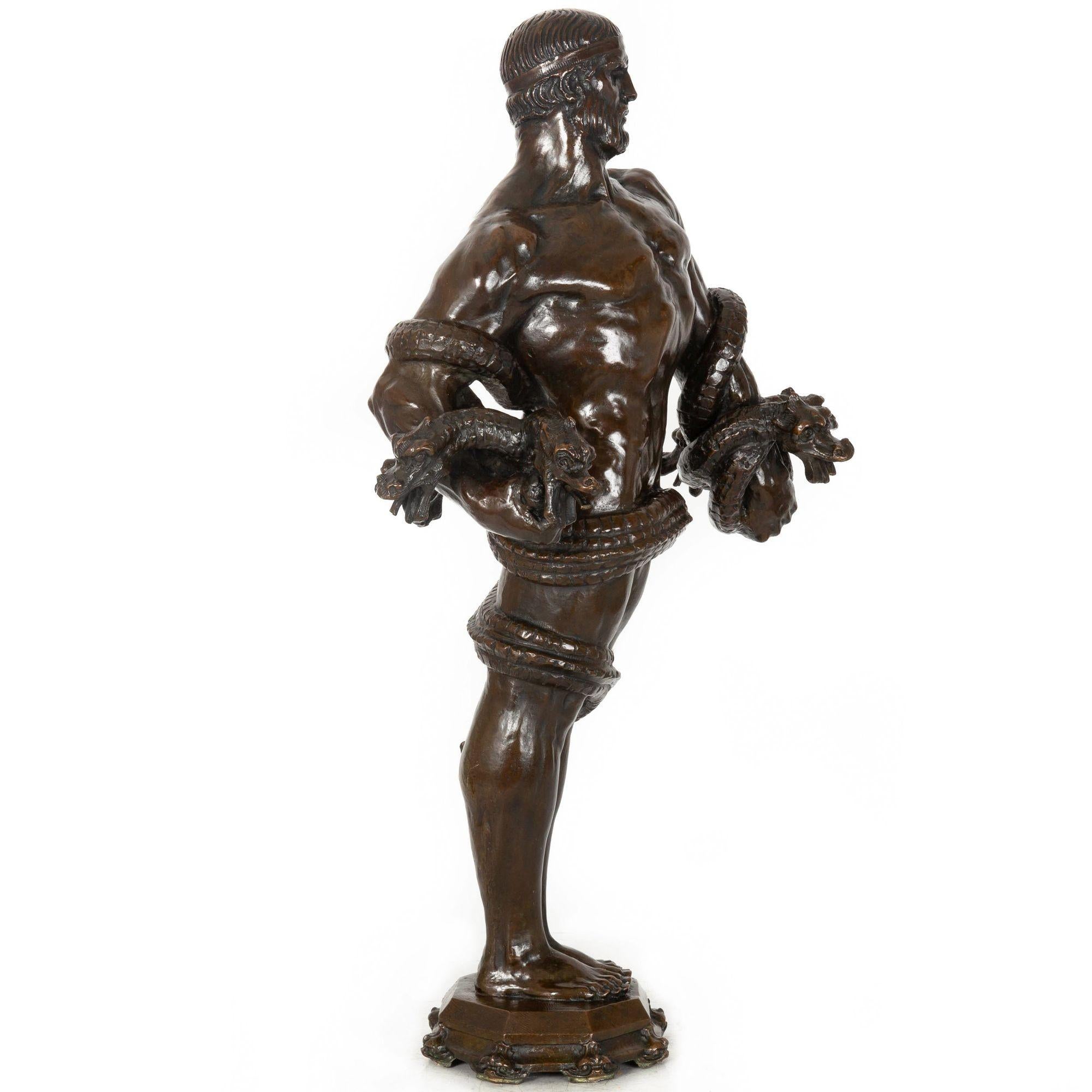 American School Art Deco Bronze Sculpture “Hercules & The Hydra” ca. 1940s In Good Condition For Sale In Shippensburg, PA