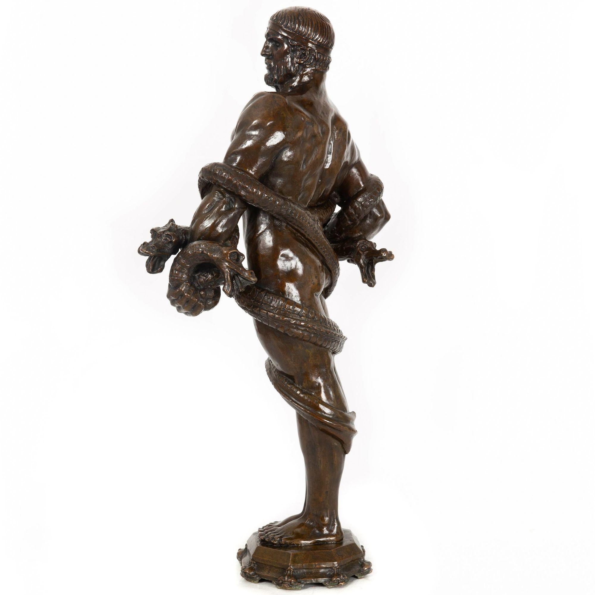 20th Century American School Art Deco Bronze Sculpture “Hercules & The Hydra” ca. 1940s For Sale