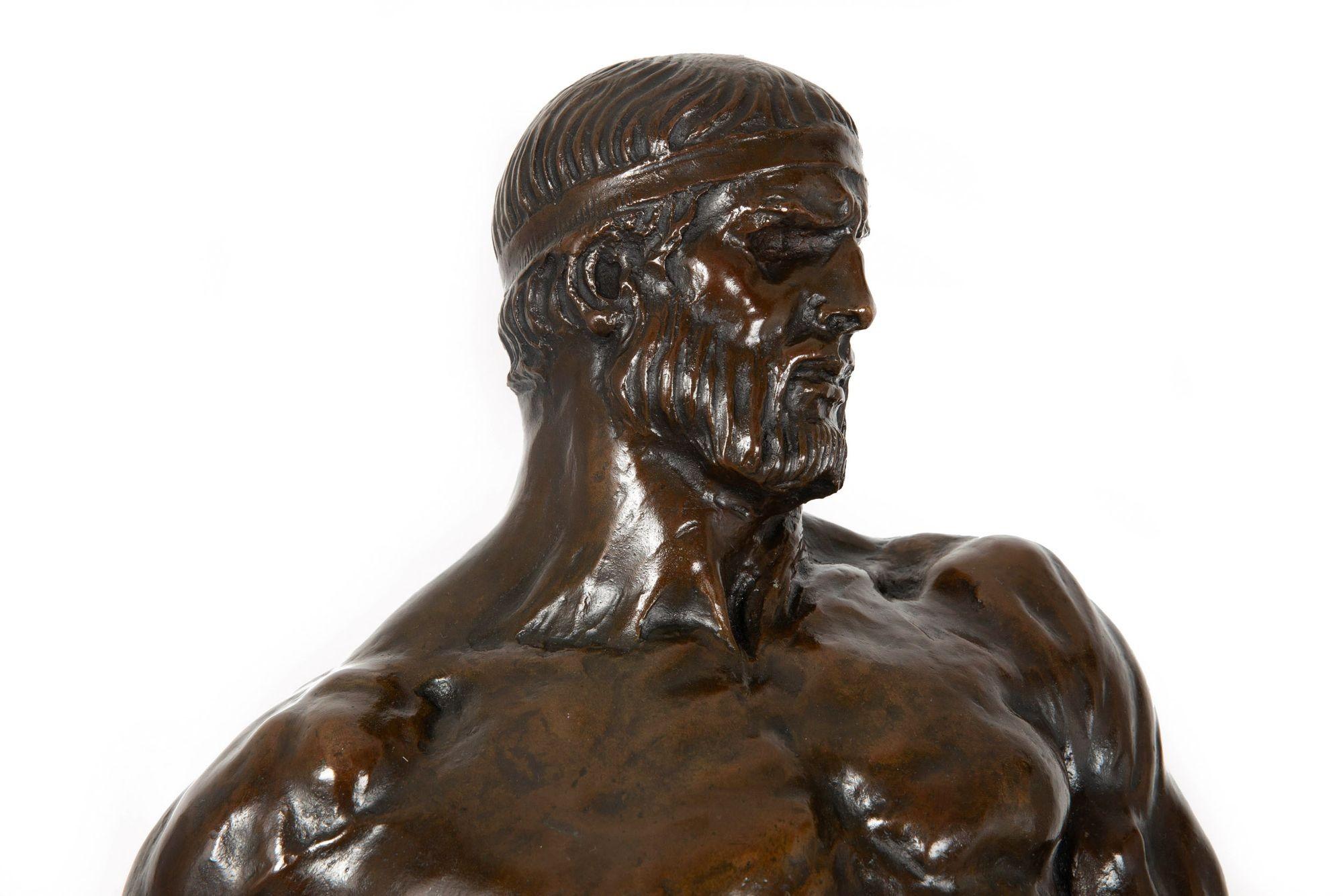 American School Art Deco Bronze Sculpture “Hercules & The Hydra” ca. 1940s For Sale 2