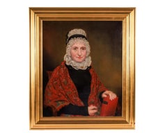 'American School, C. 1830' An Exceptional Quality Portrait "A Lady With Bible" C