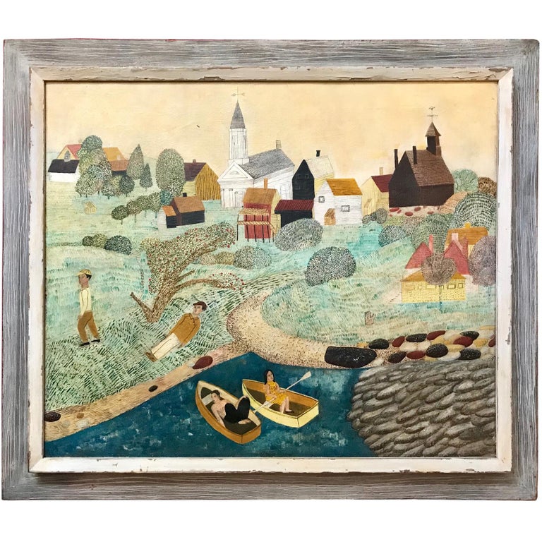 american school early 20th century new england landscape folk art painting at 1stdibs american school early 20th