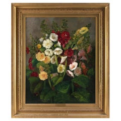 Blumenstillleben der American School, Öl auf Leinwand, ca. 19. Jahrhundert