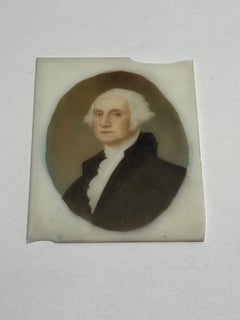 American School Glass Miniature Portrait of George Washington, Mid-19th Century