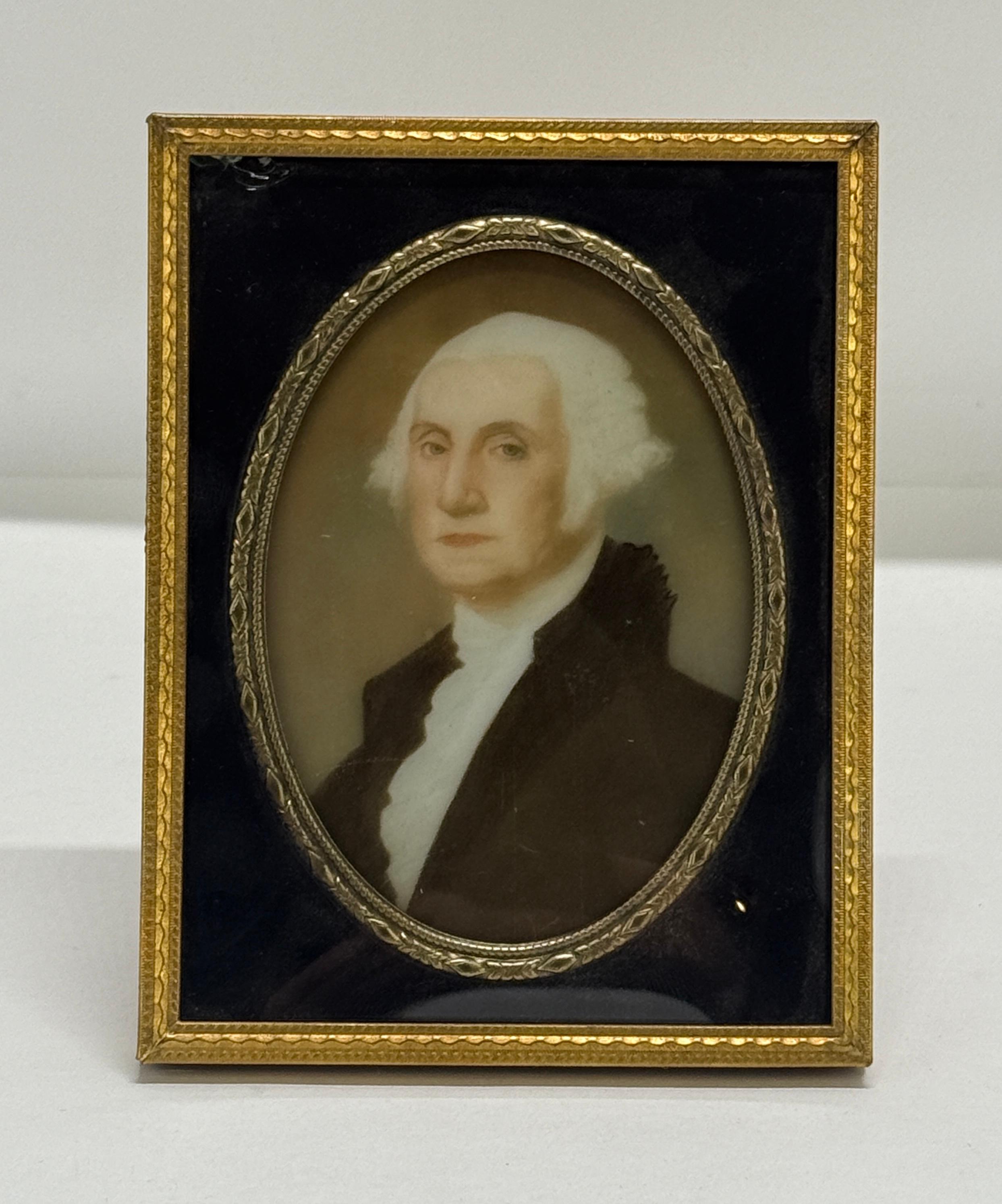 Retrato en miniatura en vidrio de la escuela americana de George Washington, mediados del siglo XIX Estadounidense en venta