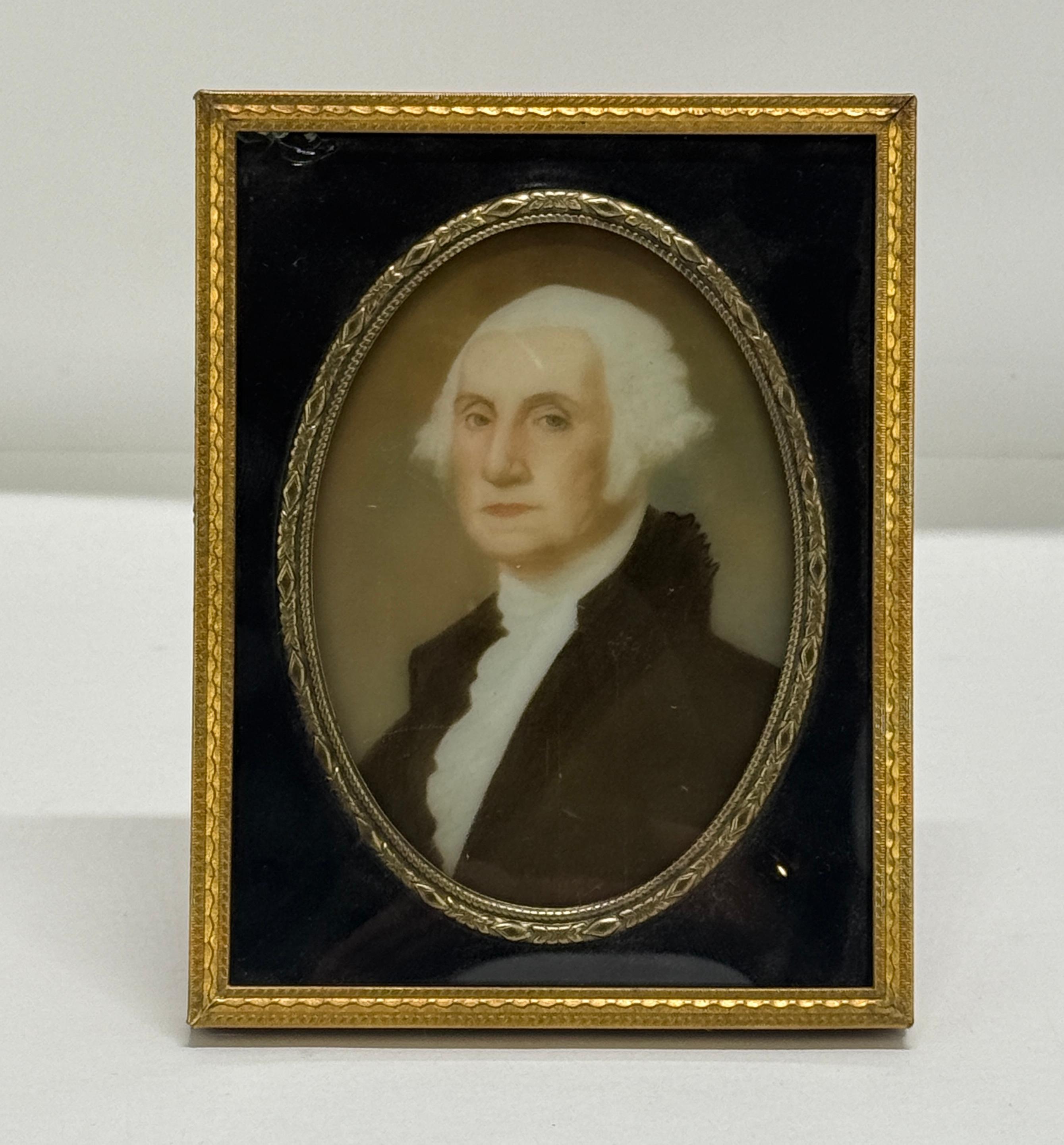 Retrato en miniatura en vidrio de la escuela americana de George Washington, mediados del siglo XIX en Bueno estado para la venta en Atlanta, GA