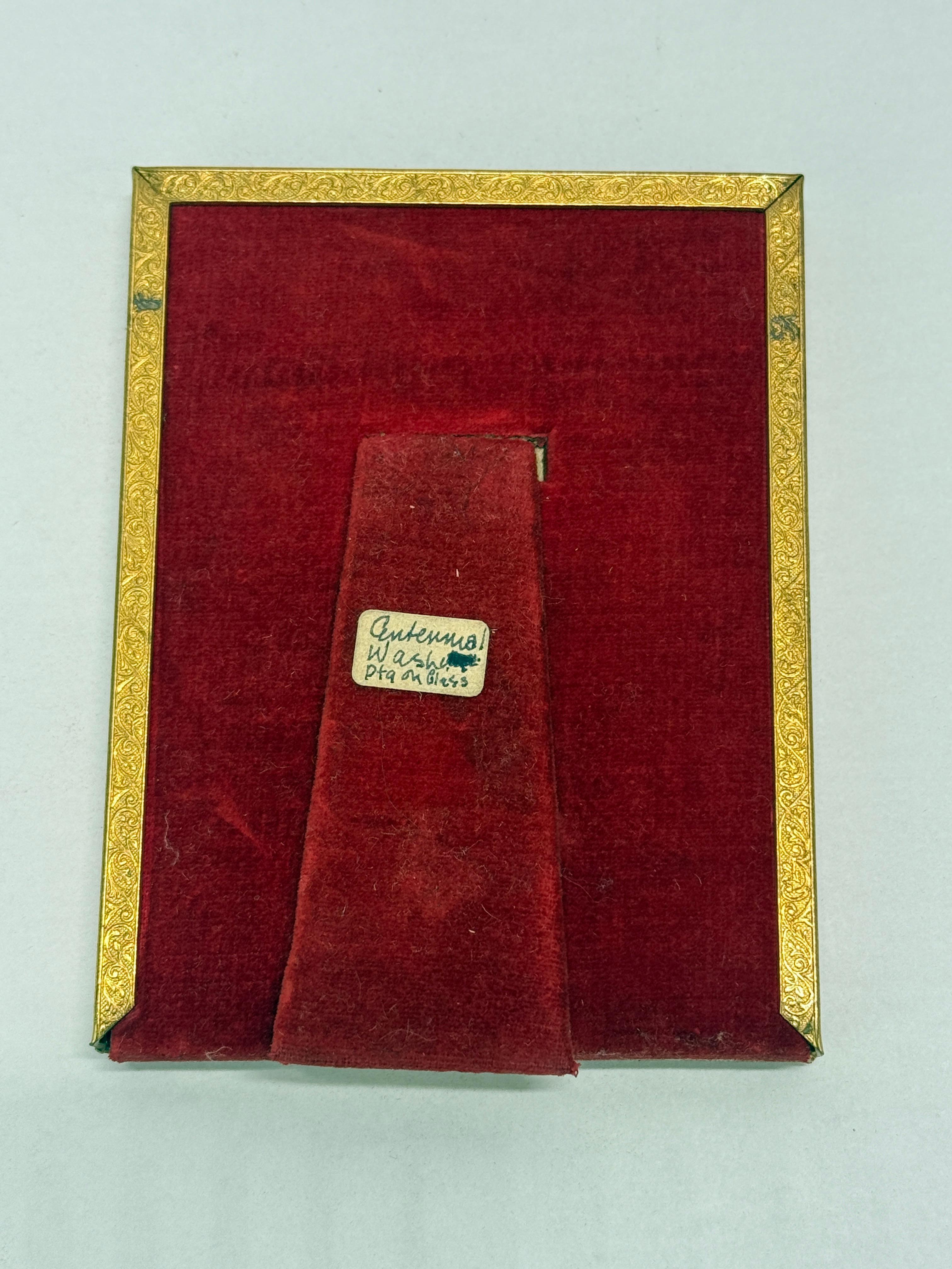 Retrato en miniatura en vidrio de la escuela americana de George Washington, mediados del siglo XIX en venta 3