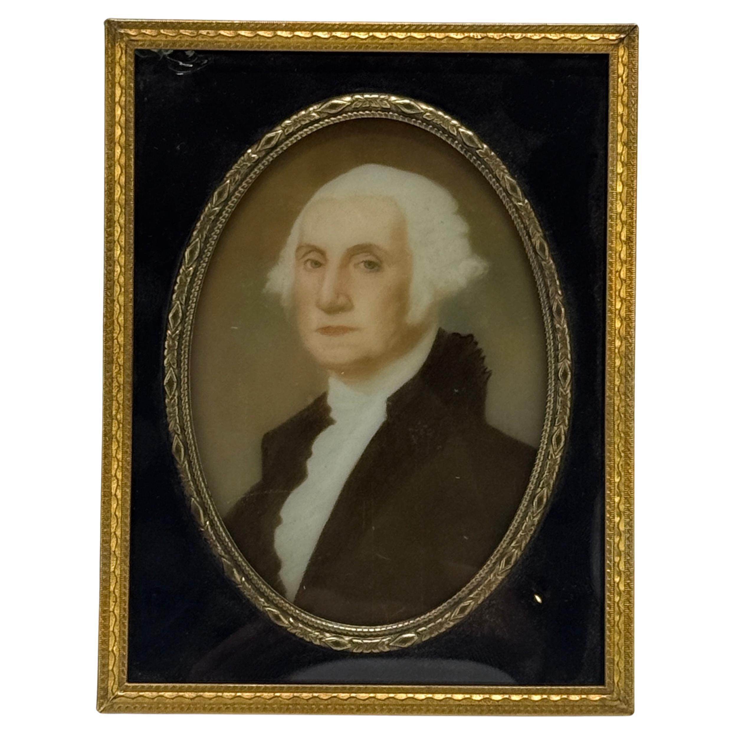 Portrait miniature de Georges Washington en verre de l
école américaine, milieu du 19e siècle