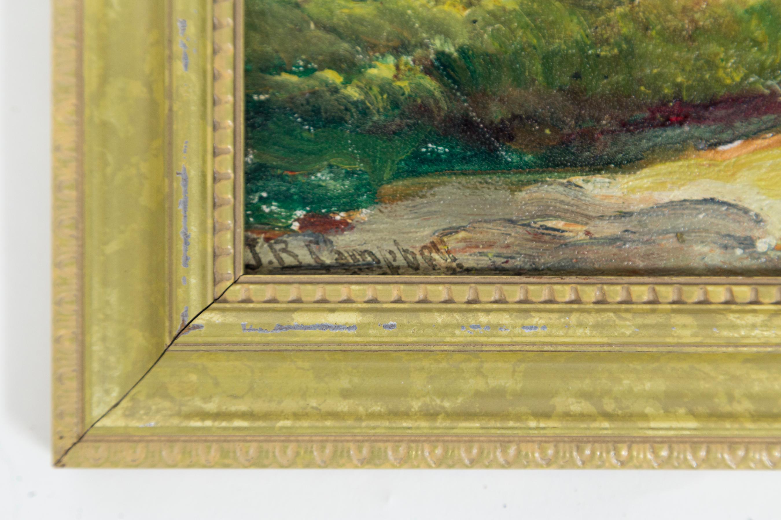 Peinture à l'huile sur panneau d'un paysage de l'école américaine, XIXe siècle en vente 1