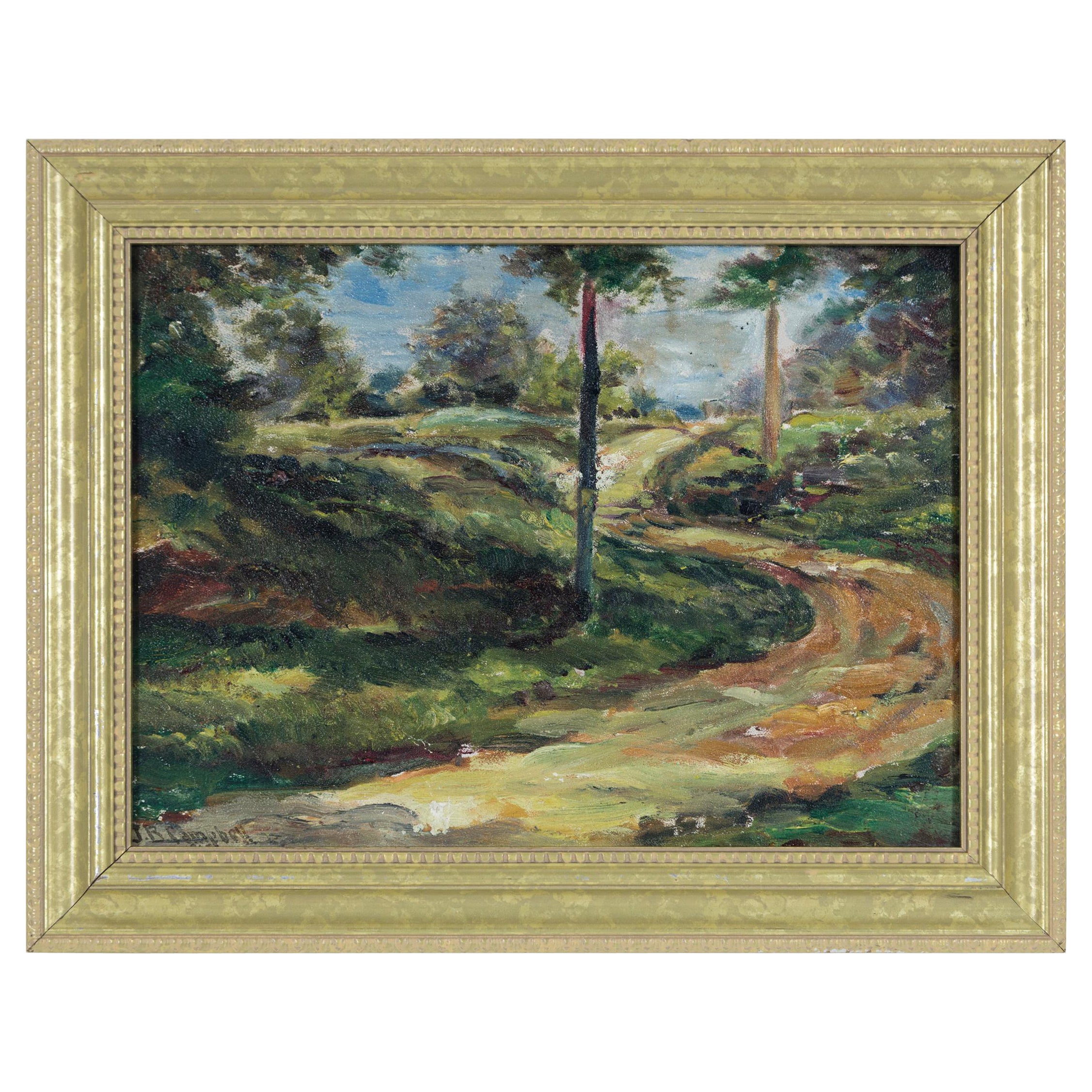 Peinture à l'huile sur panneau d'un paysage de l'école américaine, XIXe siècle