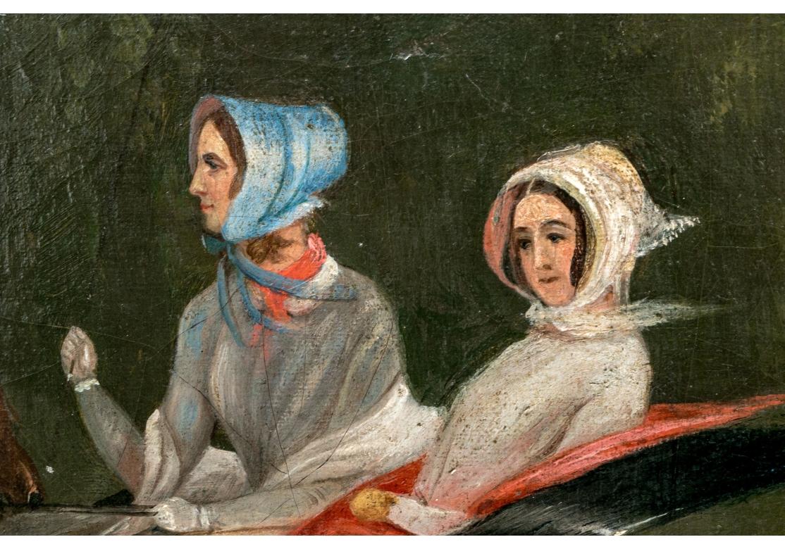 19th Century American School Oil On Canvas Laid On Board, 