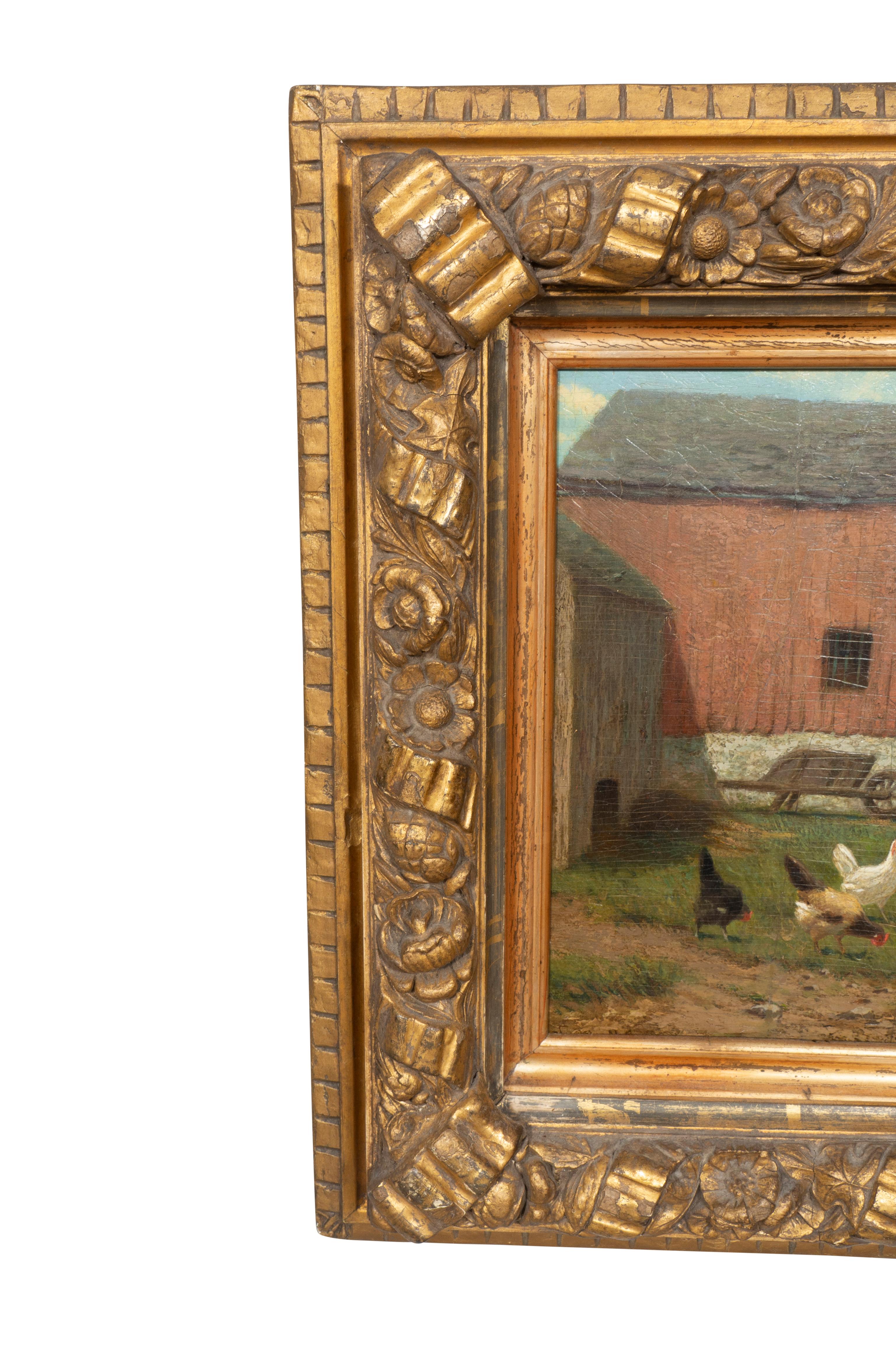 American School Oil on Panel Farm Scene For Sale 1