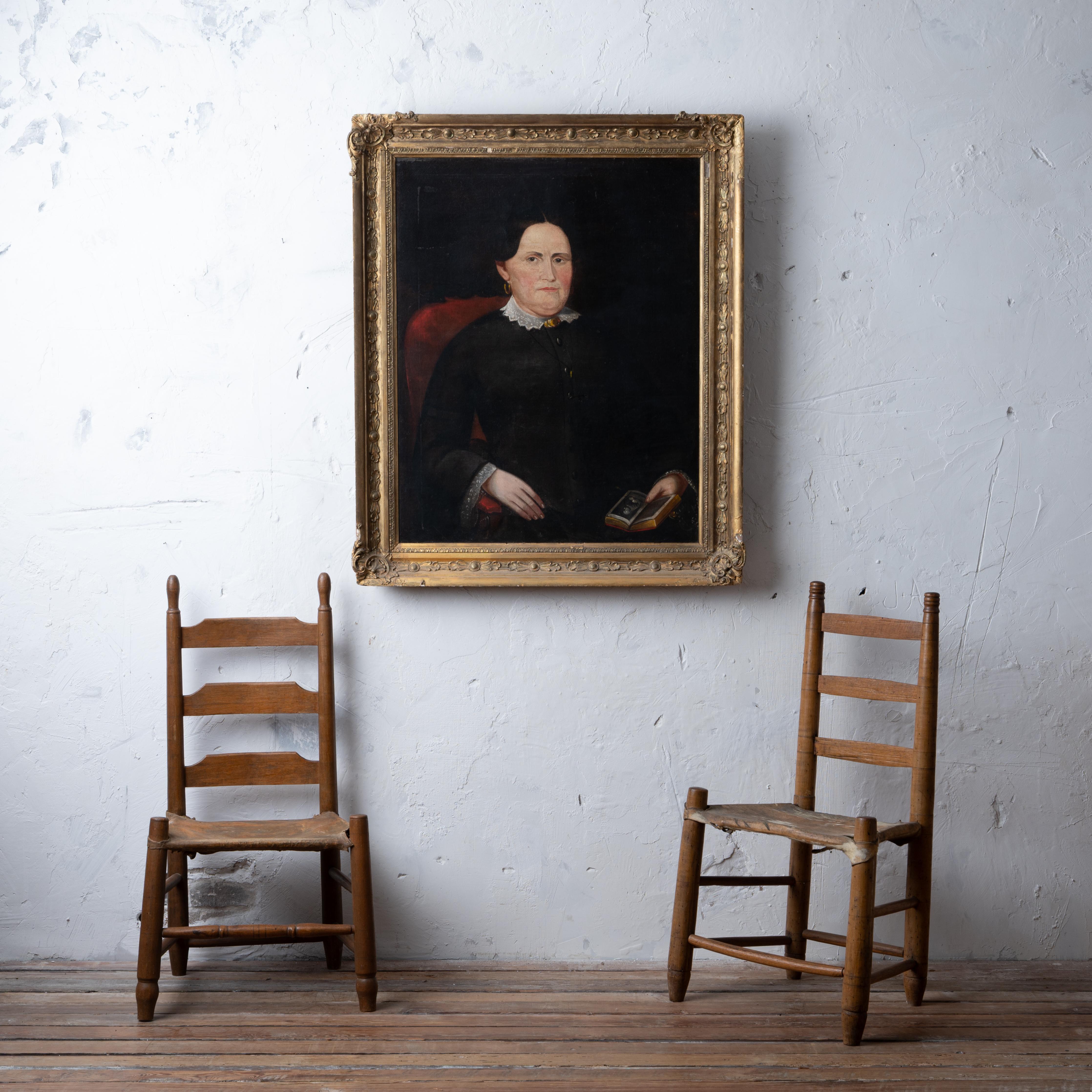 American School Portrait of a Lady, c.1840 In Good Condition For Sale In Savannah, GA