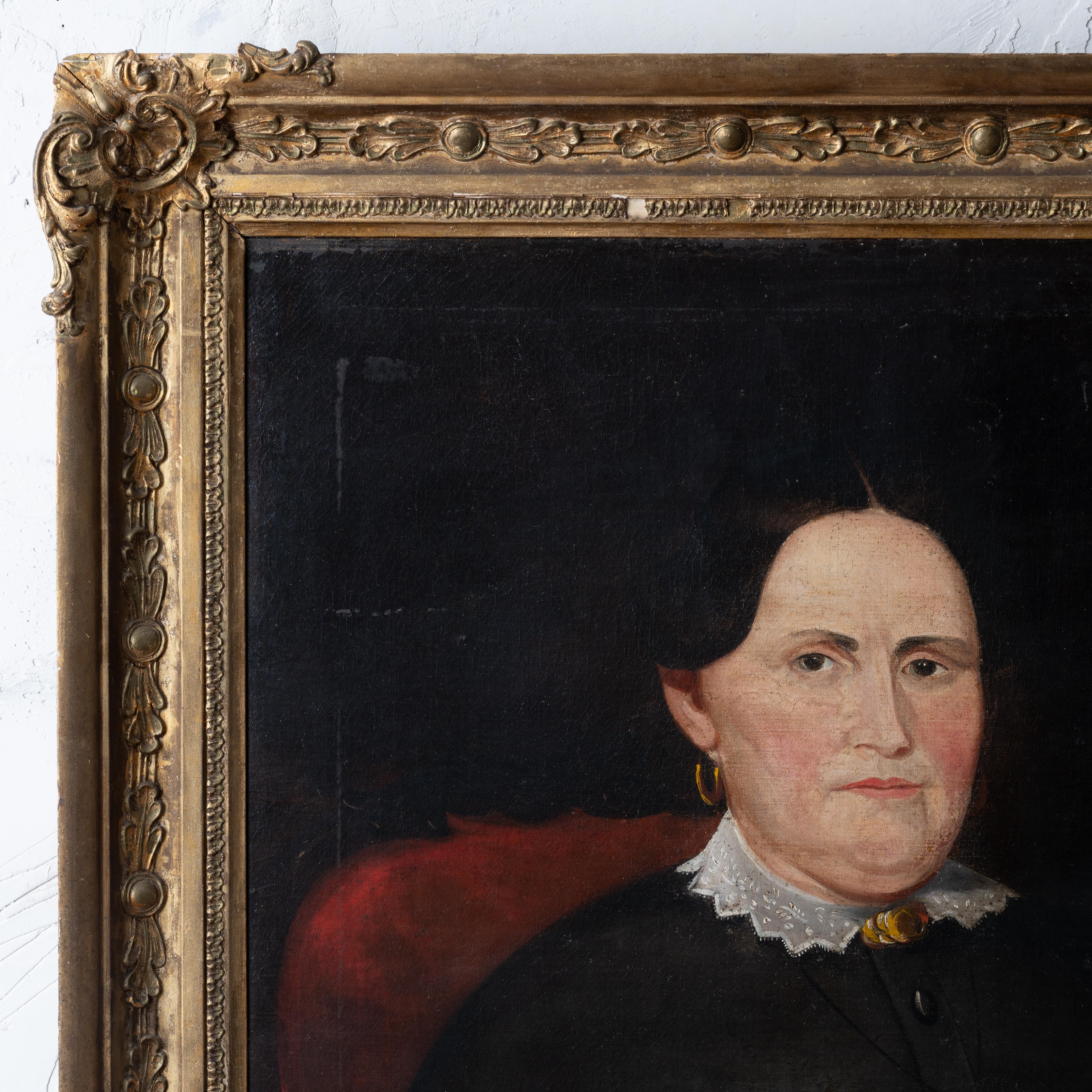 Canvas American School Portrait of a Lady, c.1840 For Sale