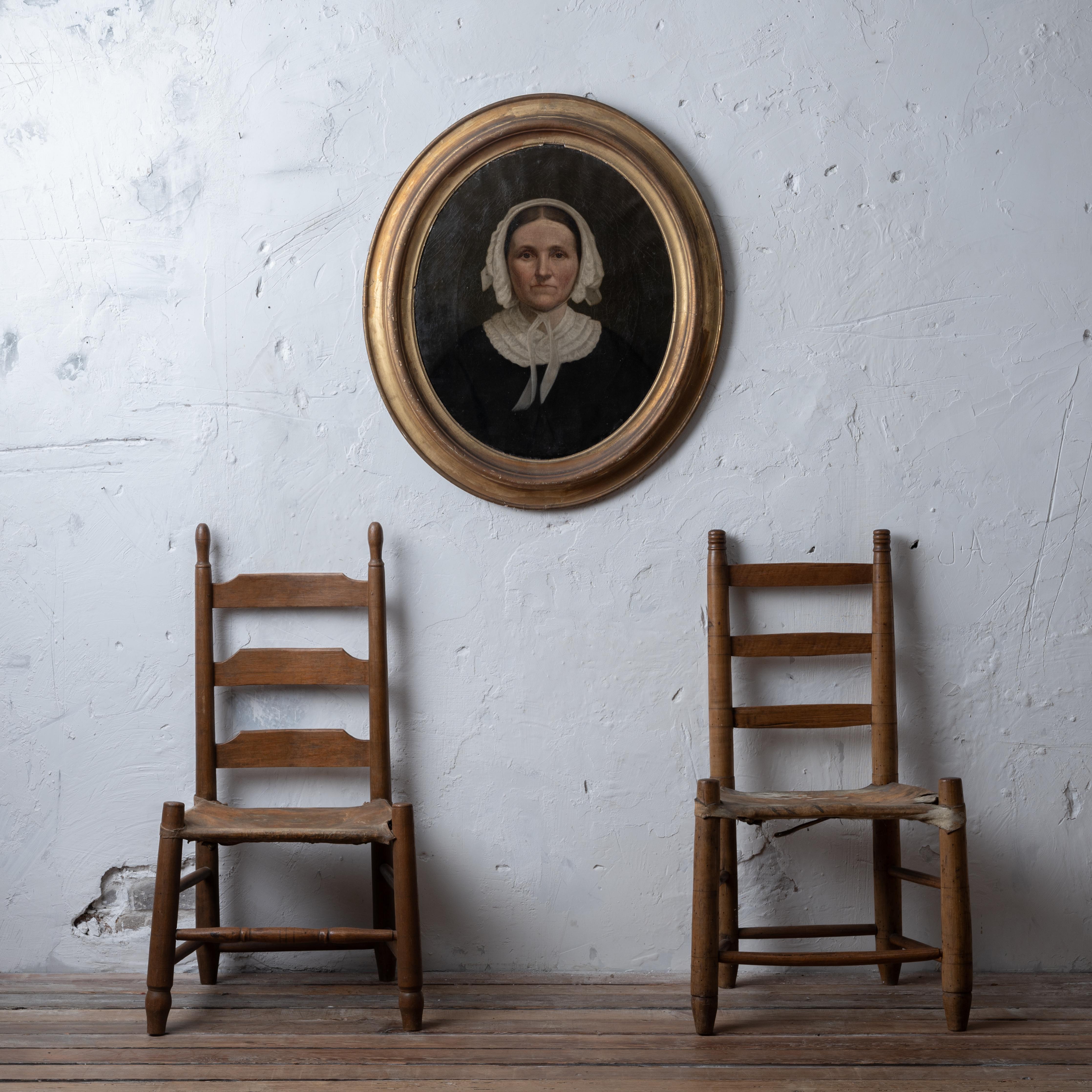 American School Portrait Painting, 19th Century In Good Condition For Sale In Savannah, GA