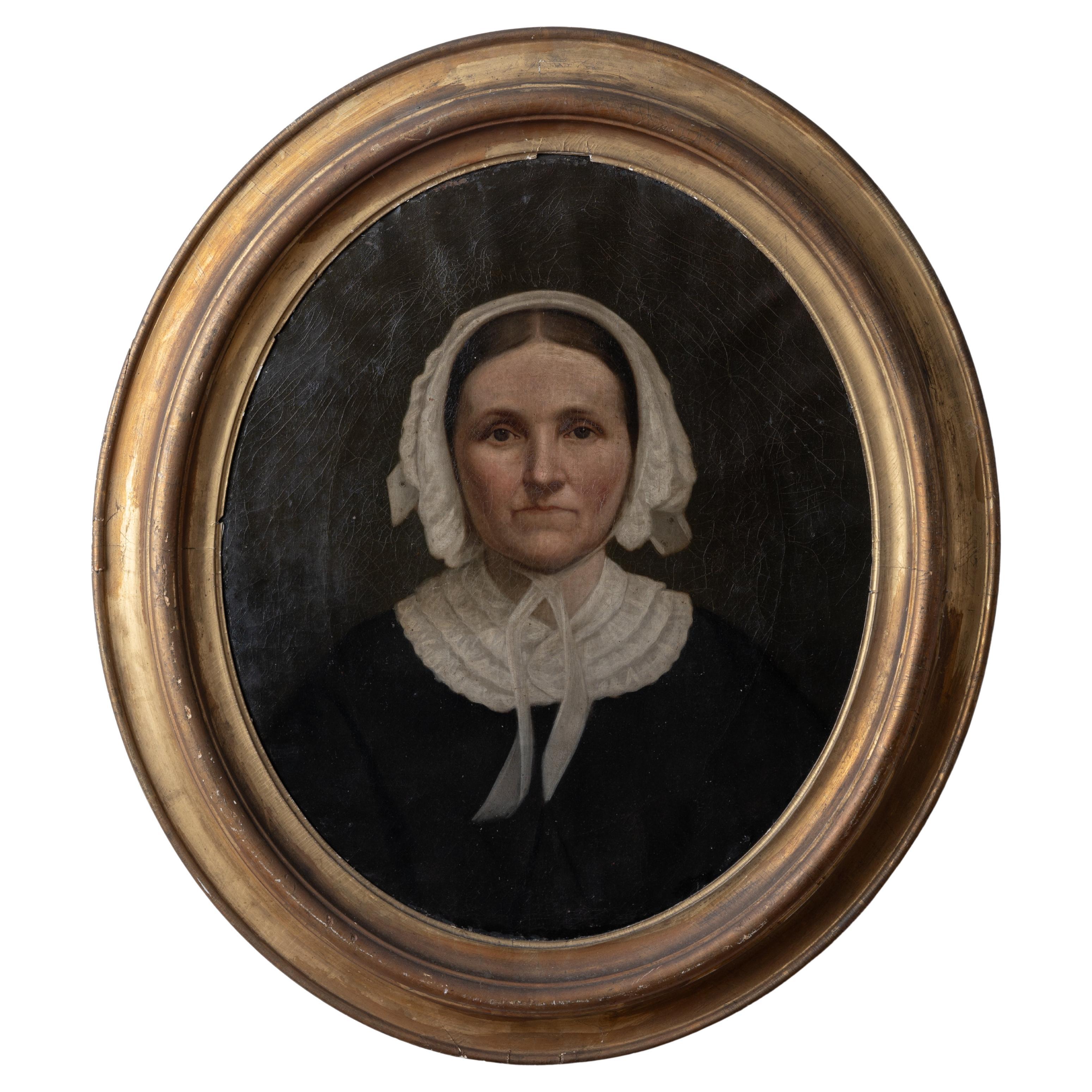 American School Portrait Painting, 19th Century For Sale