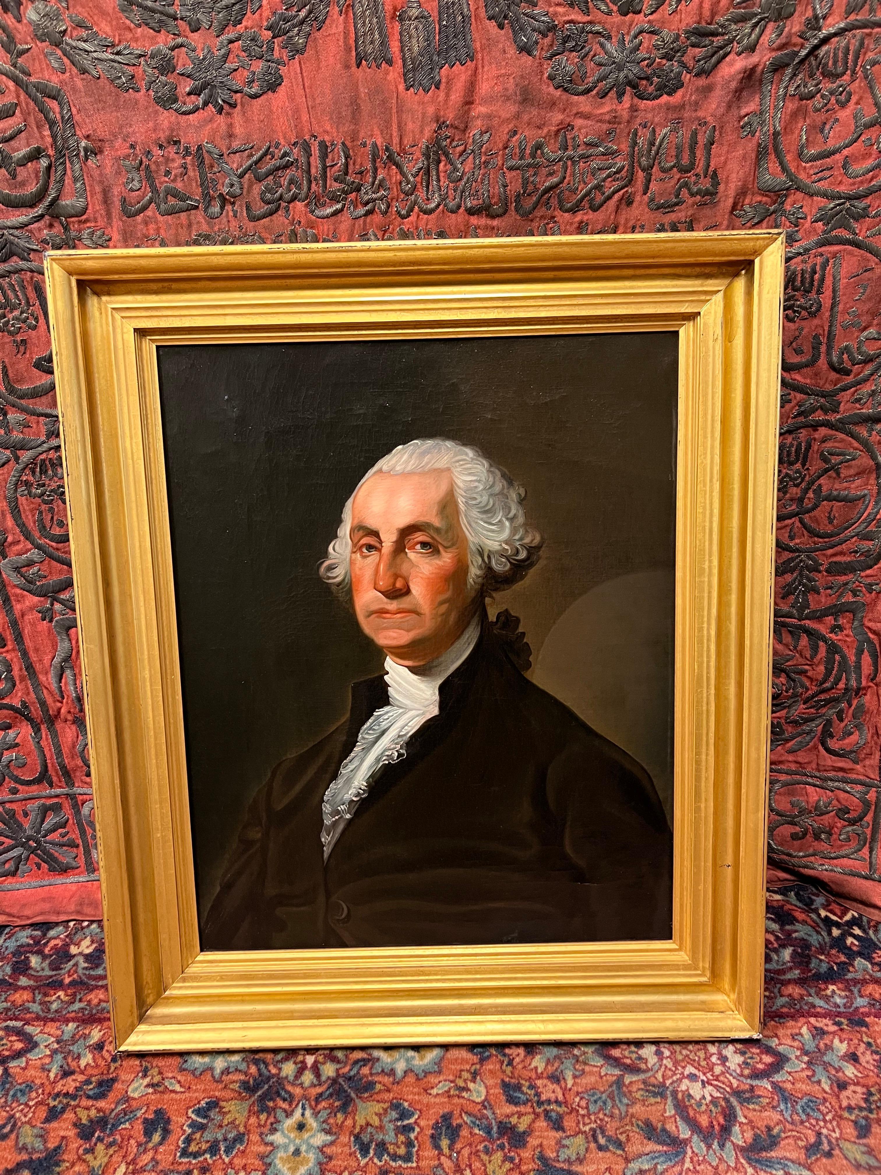 American School Primitive Portrait of George Washington After Gilbert Stewart 12