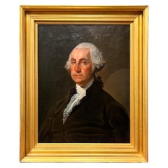 American School Primitive Portrait of George Washington After Gilbert Stewart