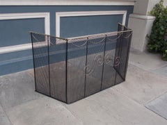 American Scroll Wire and Brass Decorative Swag Folding Nursery Screen, C. 1790