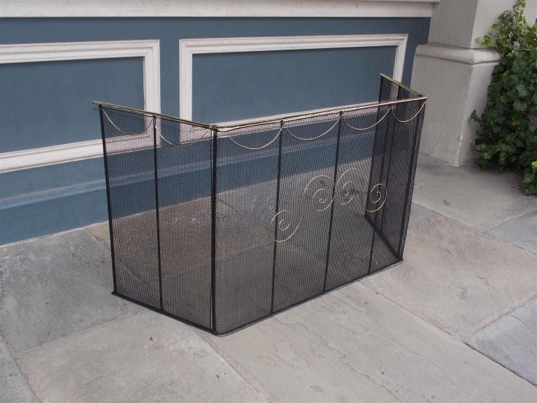 American Scroll Wire and Brass Decorative Swag Folding Nursery Screen ...