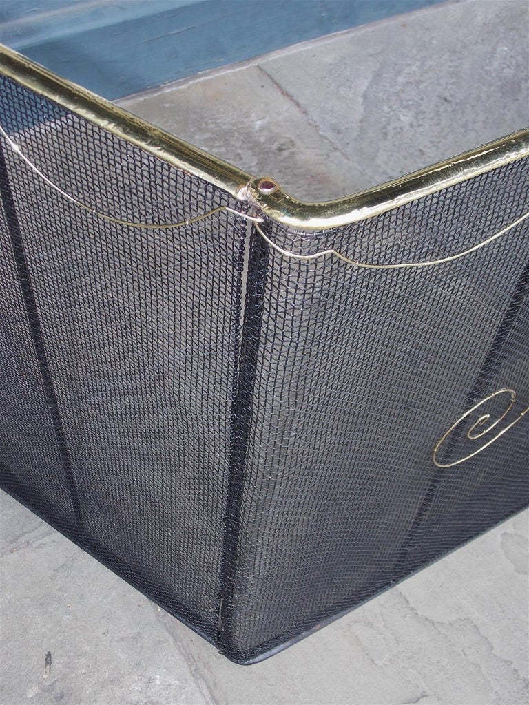 American Scroll Wire and Brass Decorative Swag Folding Nursery Screen