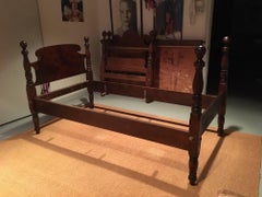 American Scrolled-Back Twin Size Poster Bed, Early 20th Century
