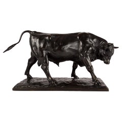 Amerikanische Skulptur „Sulking Bull“ „1937“ von Harry Wickey und Roman Bronze Works
