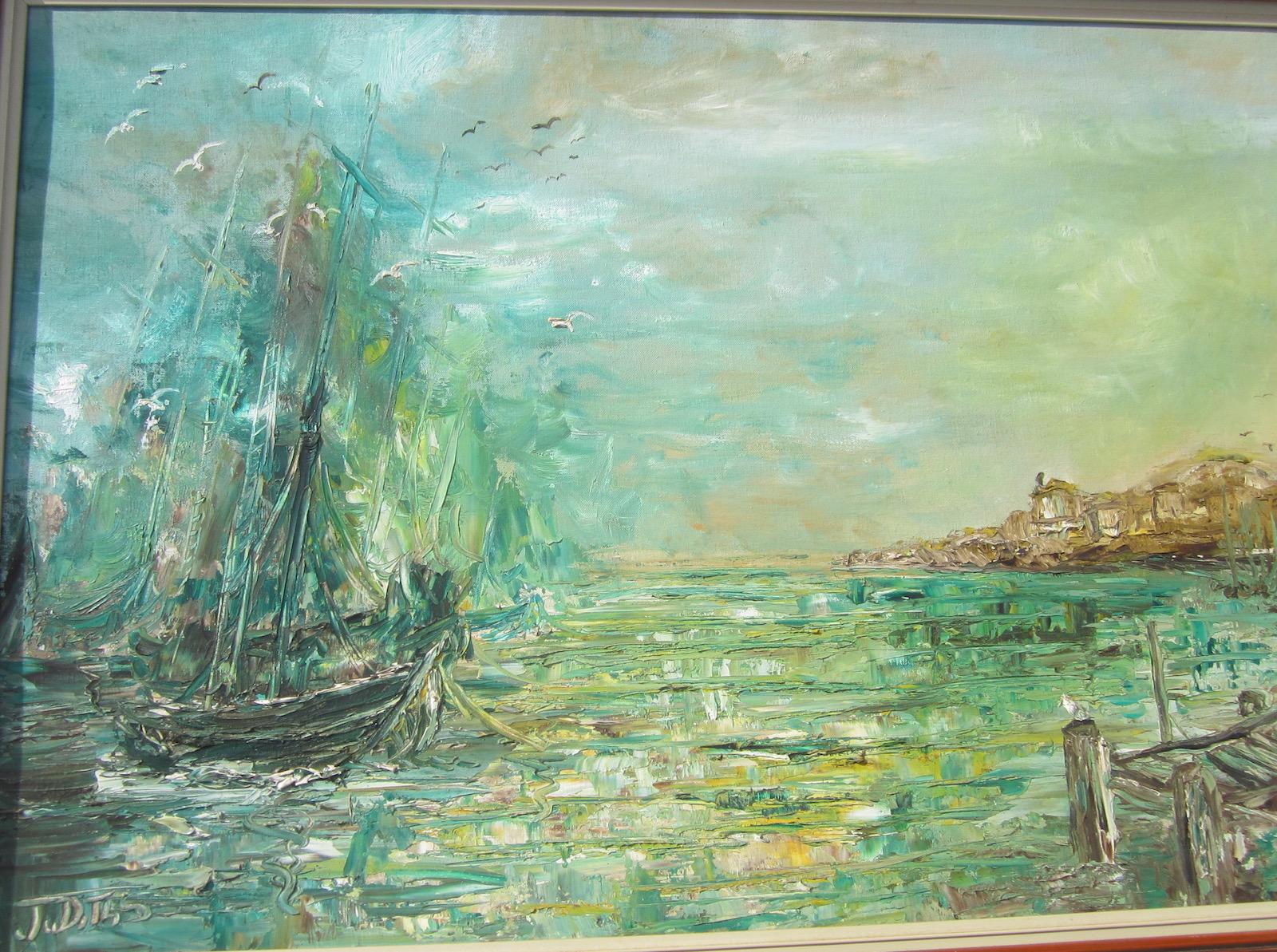 American Seascape, oil on board, 
signed JUDITH S bottom left, 
image 90 x 60cm, frame 108 x 78cm
Our eclectic stock crosses cultures, continents, styles and famous names.