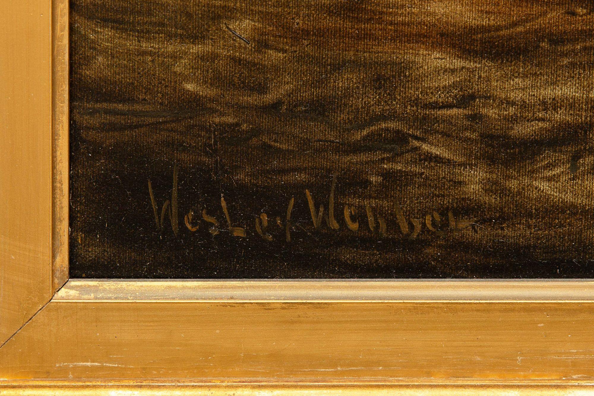 Amerikanische Seelandschaft Gemälde von Segeln im Mondlicht von Wesley Webber im Angebot 4
