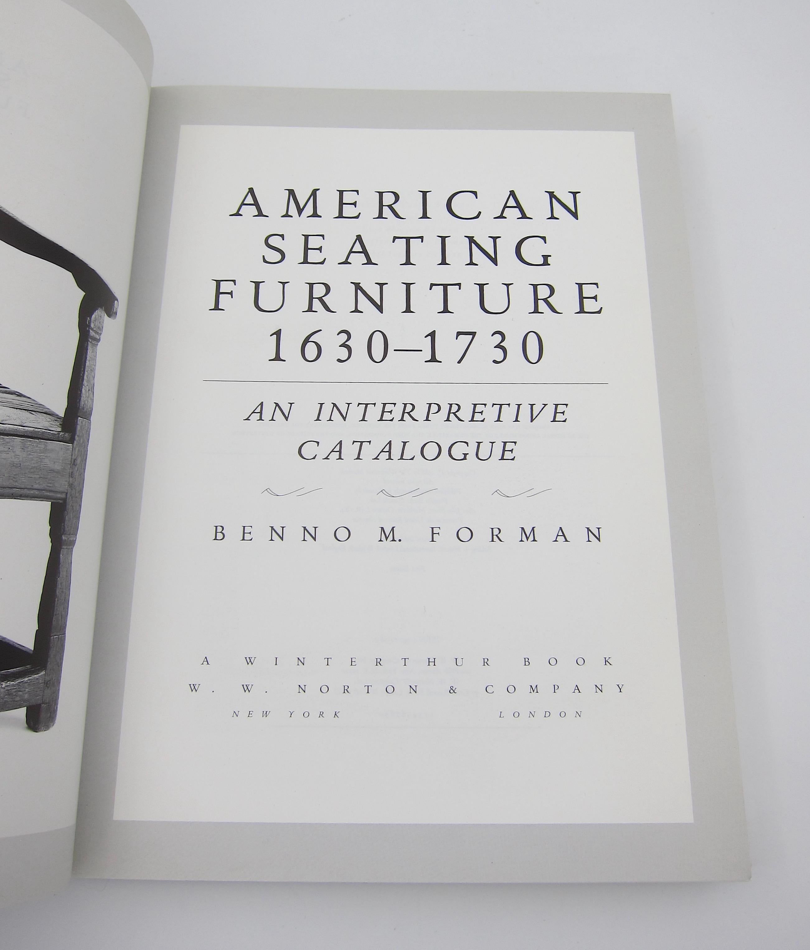 American Seating Furniture, 1630-1730 An Interpretive Catalogue  For Sale 1