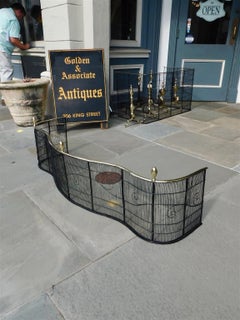 American Serpentine Brass and Wire Lemon Finial Fire Place Screen, NY C. 1790