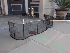 American Serpentine Brass Finial and Artistic Wire Work Fire Fender, Circa 1810