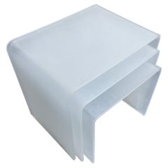 American set of 3 Frosted Lucite Nesting Side Tables 