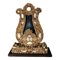 American Shellwork Standing Mirror in the Form of a Harp