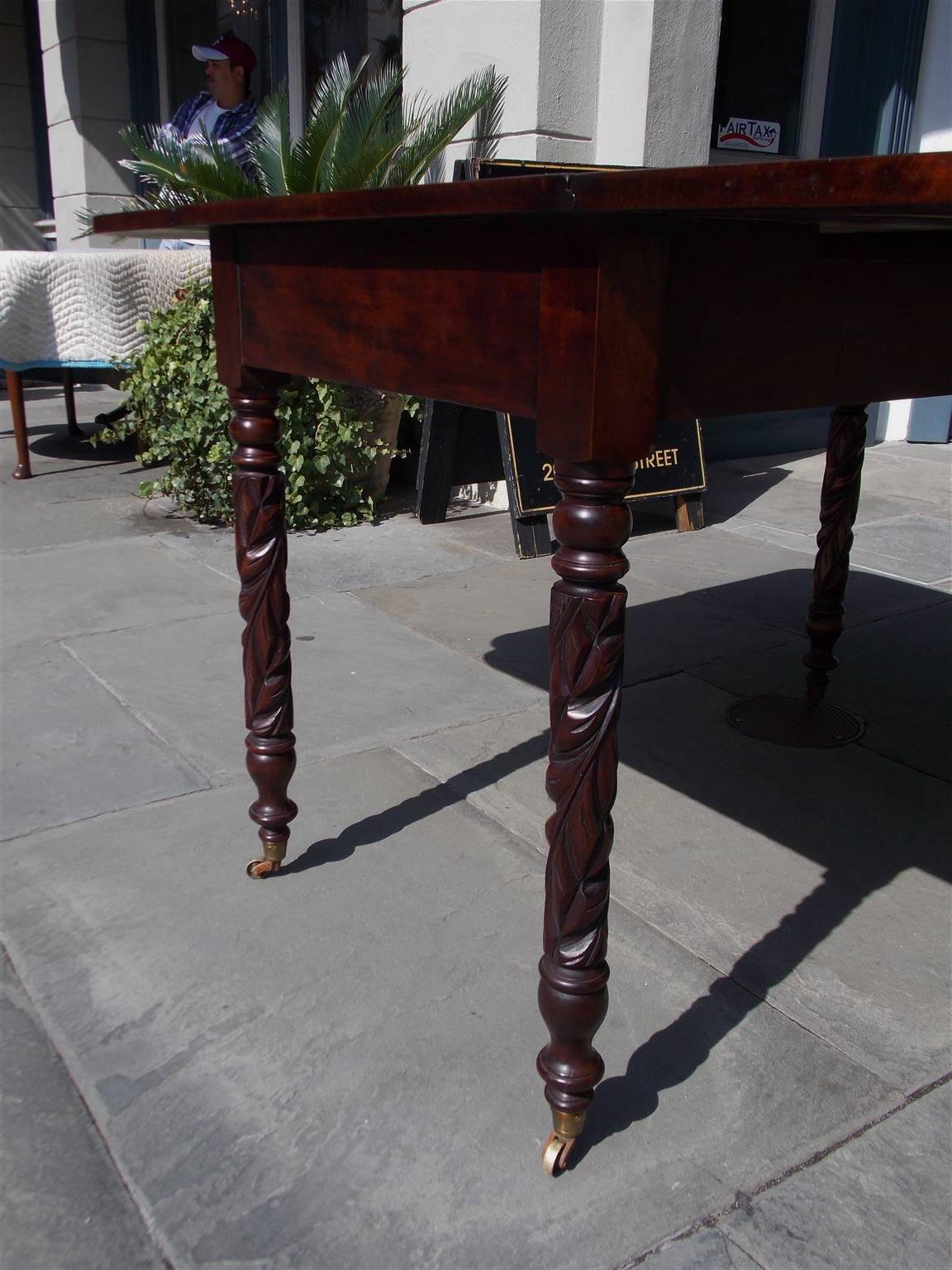American Sheraton Cherry Acanthus Carved Drop-Leaf Table on Casters, Circa 1820 For Sale 2