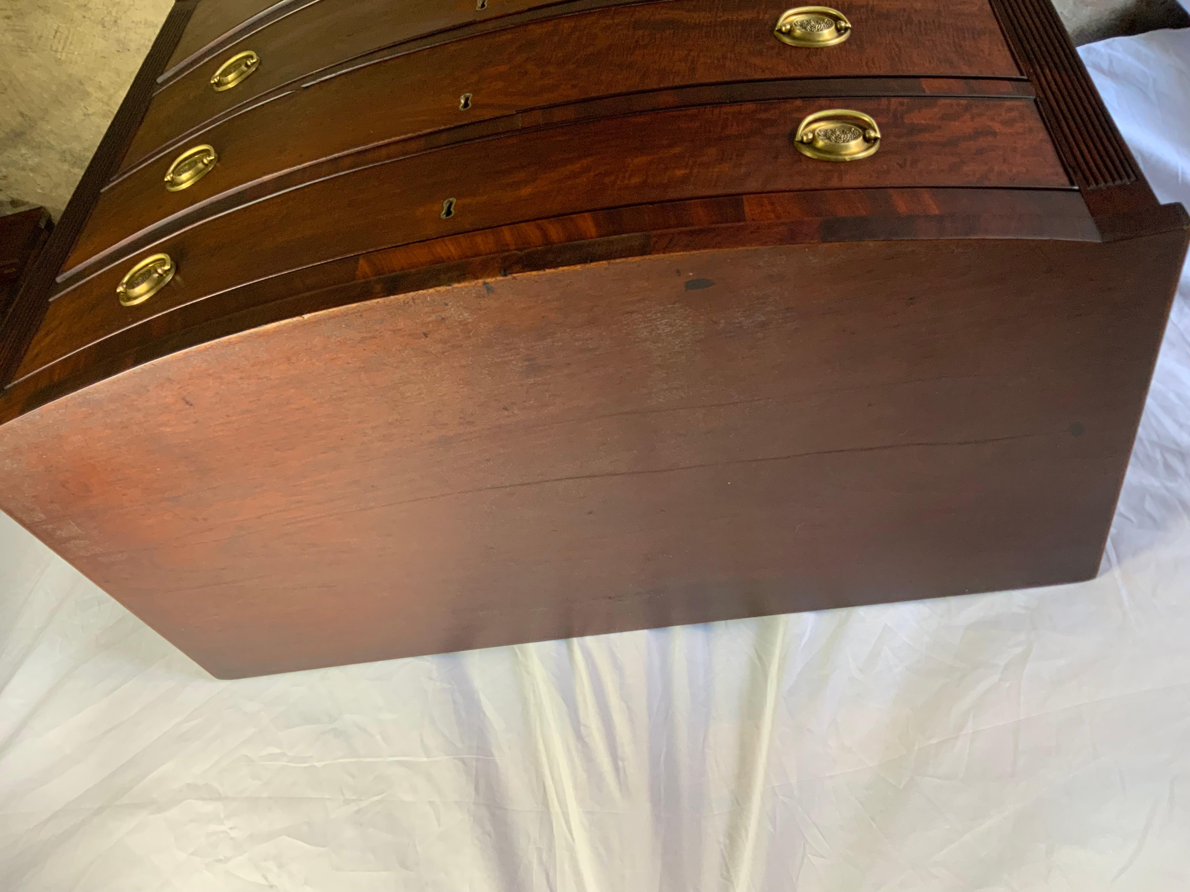 American Bow Front Sheraton Chest For Sale 6