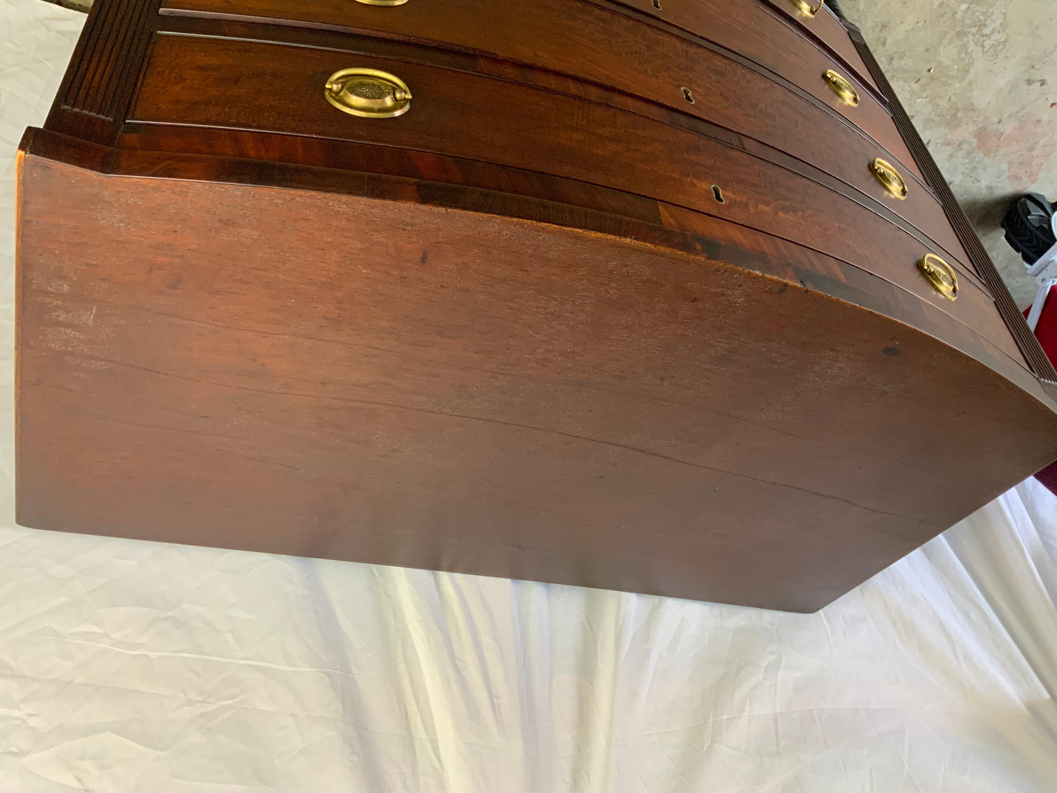 American Bow Front Sheraton Chest For Sale 7