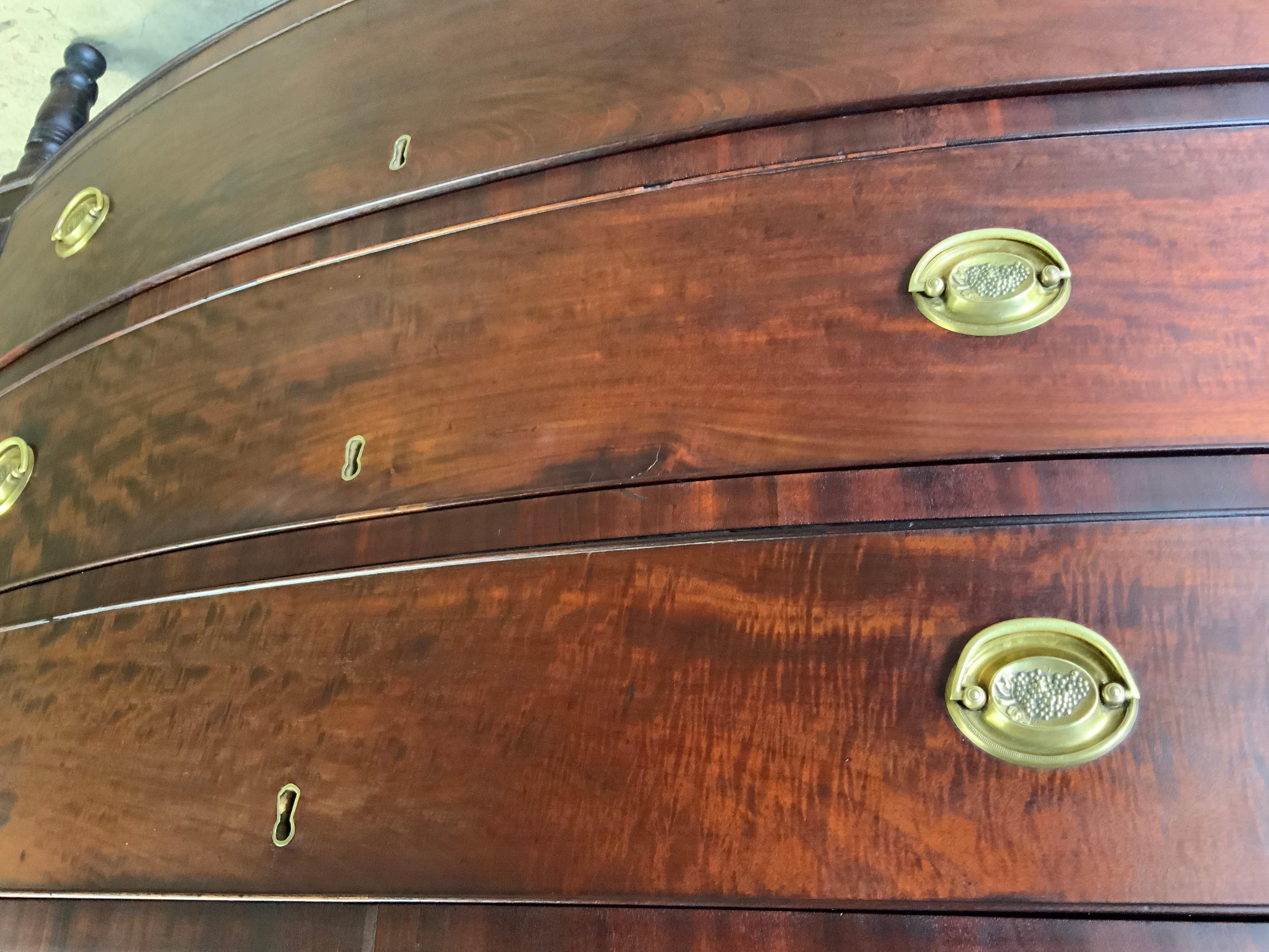American Bow Front Sheraton Chest For Sale 9