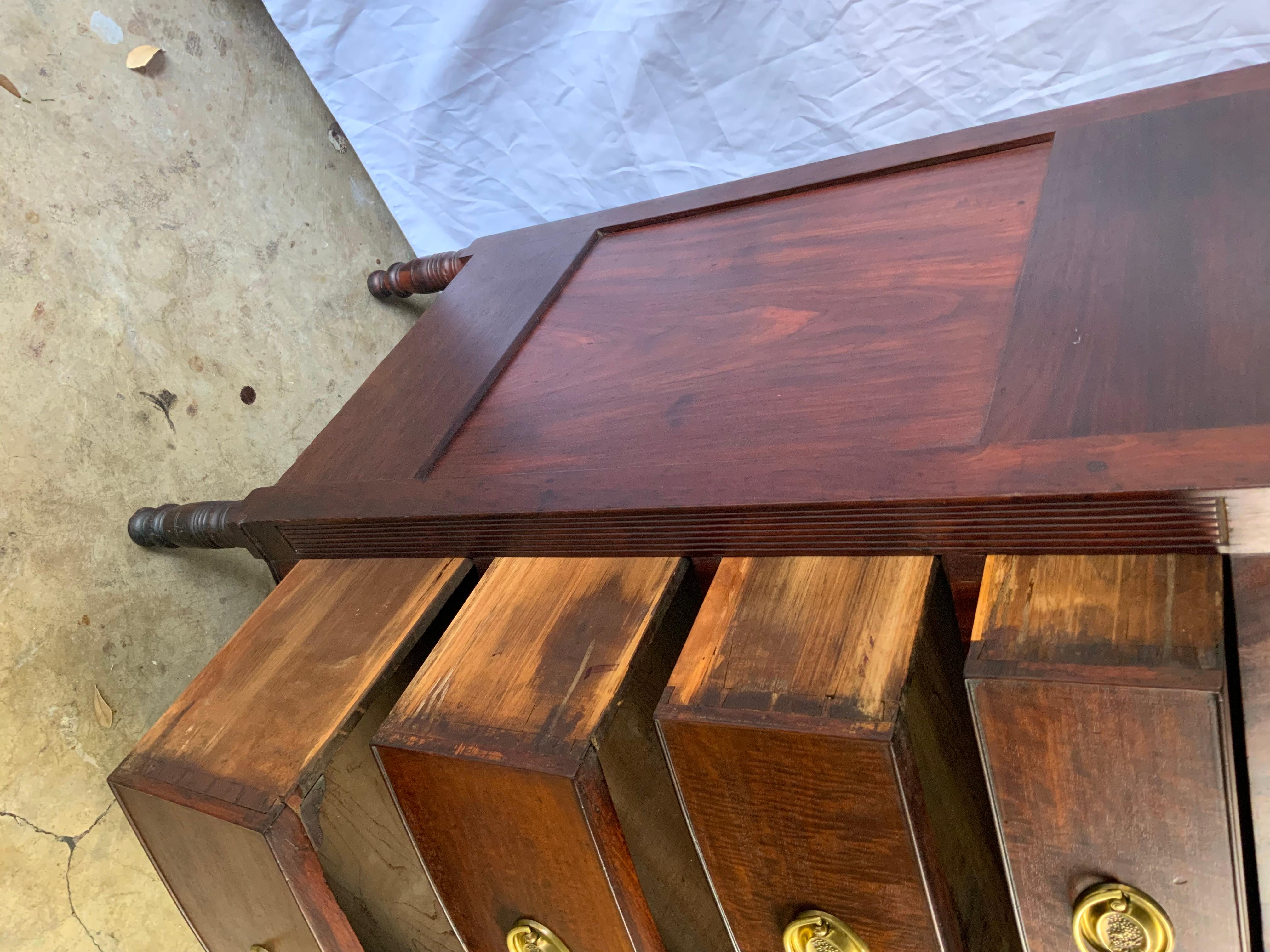 Mahogany American Bow Front Sheraton Chest For Sale