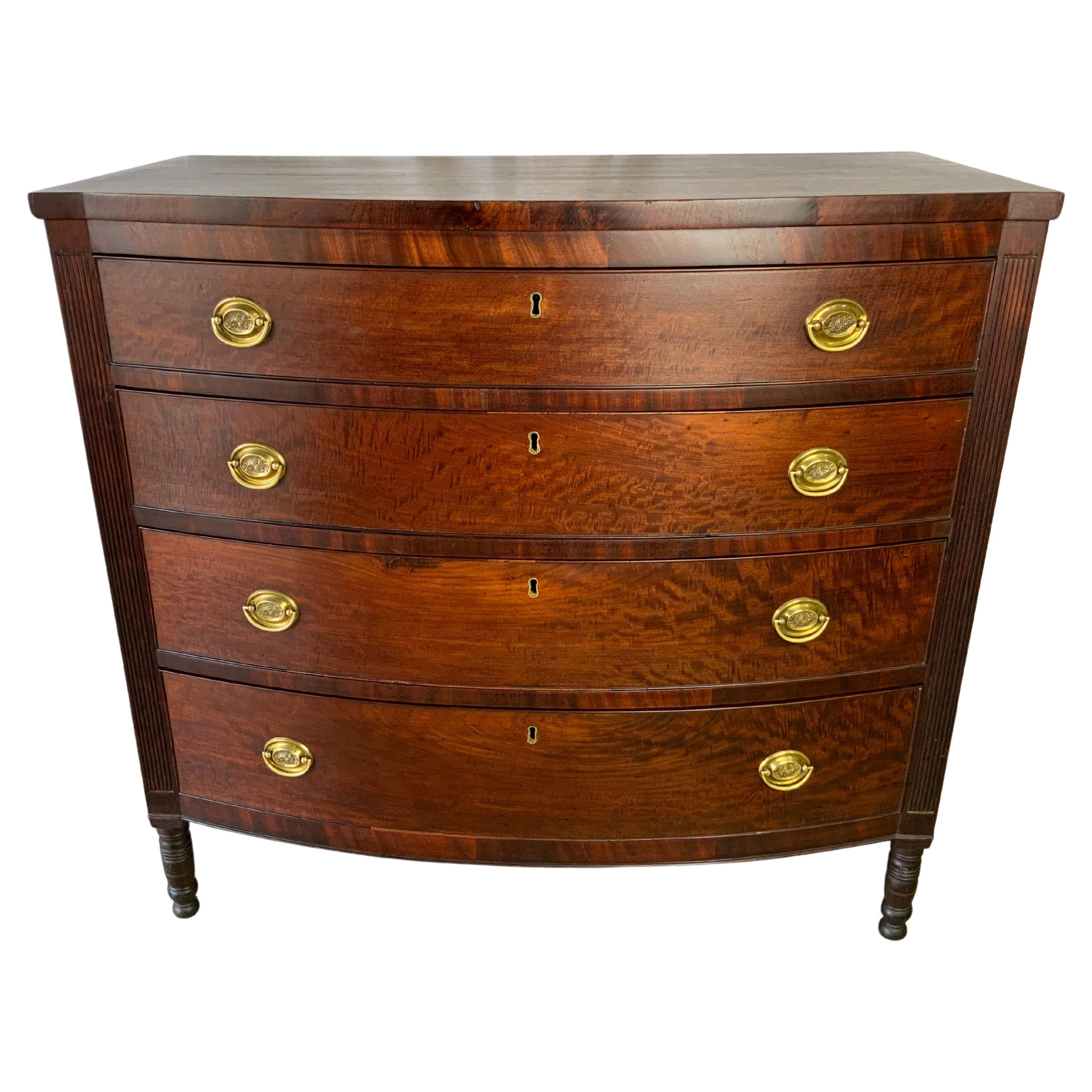 American Bow Front Sheraton Chest For Sale
