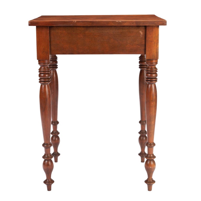 American Sheraton Curly Cherry Wood One Drawer Stand, 1820 For Sale at