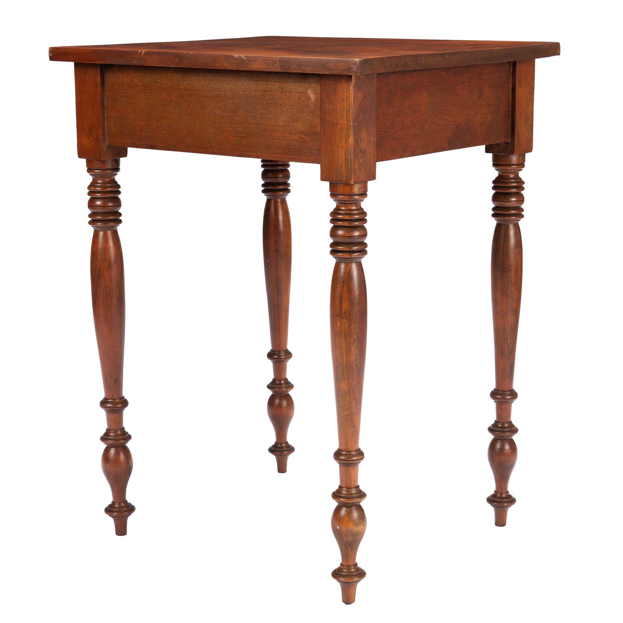 American Sheraton Curly Cherry Wood One Drawer Stand, 1820 For Sale 1