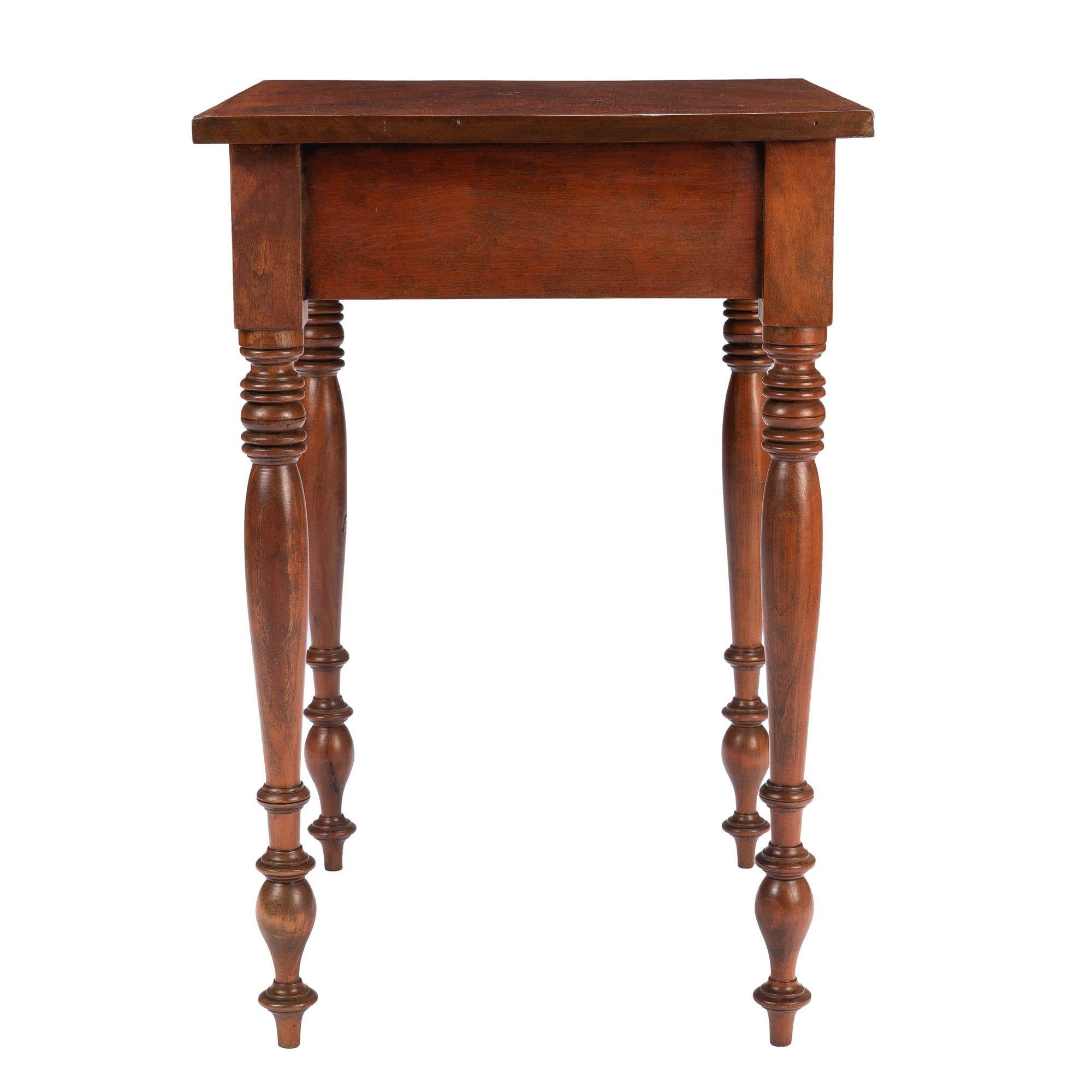 American Sheraton Curly Cherry Wood One Drawer Stand, 1820 For Sale 2