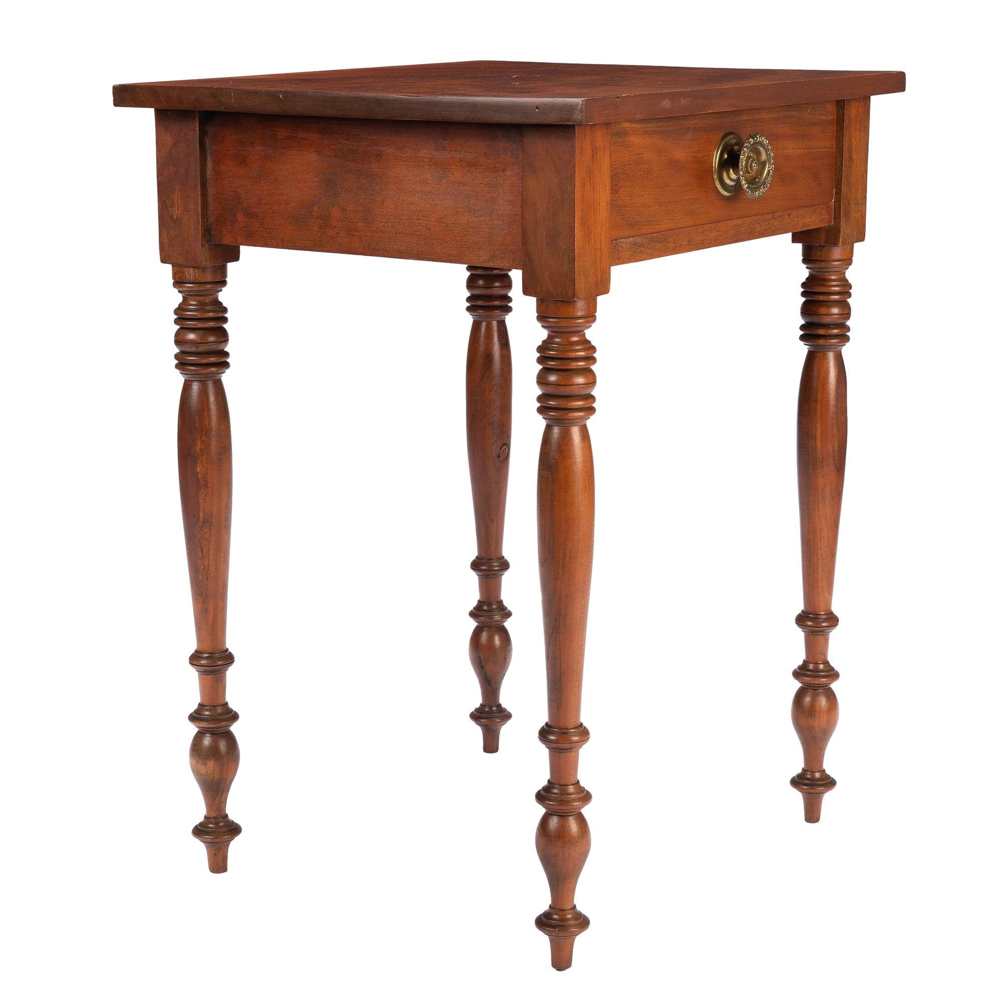 American Sheraton Curly Cherry Wood One Drawer Stand, 1820 For Sale 3