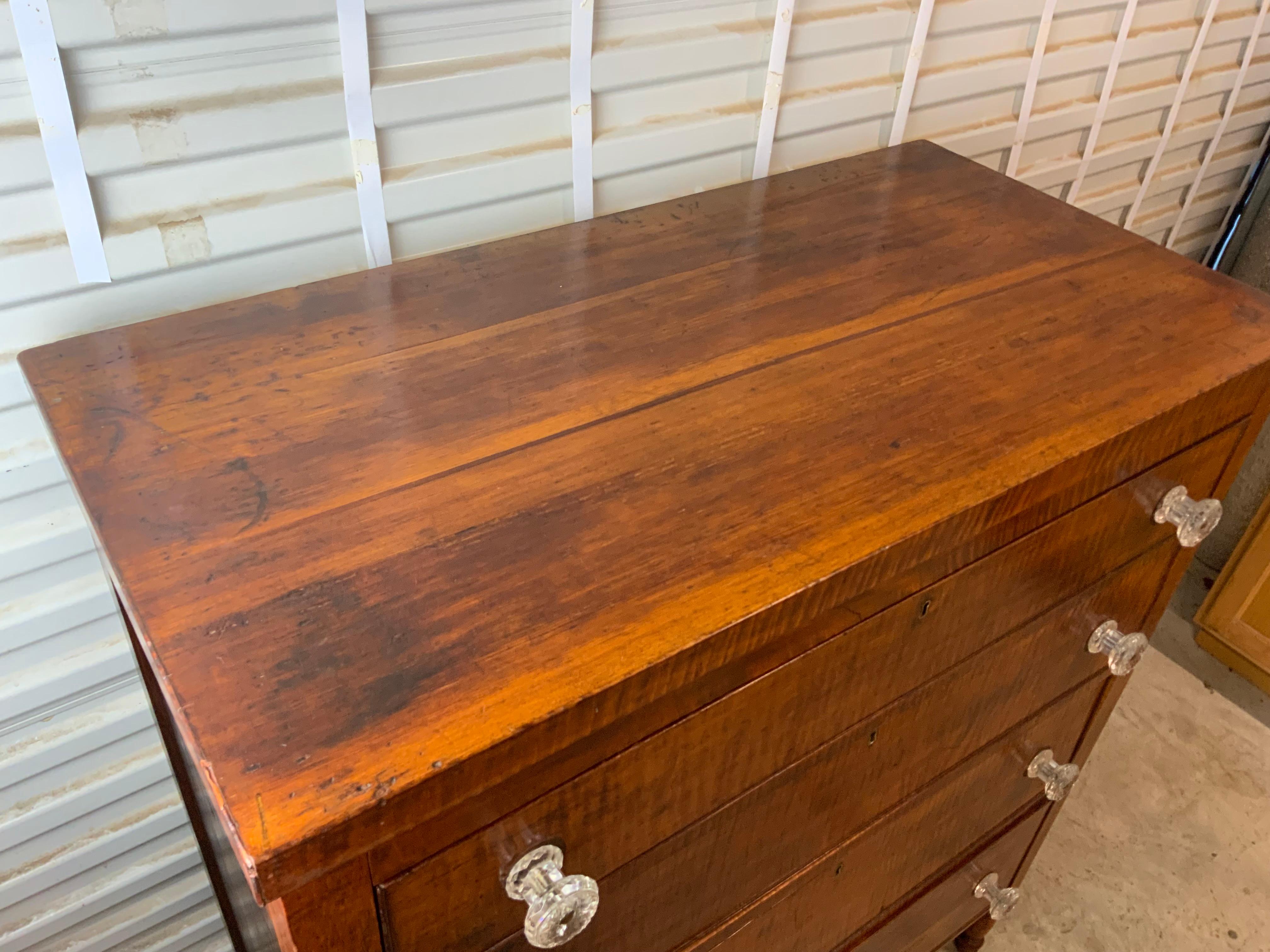 American Sheraton Curly Maple Chest For Sale 15