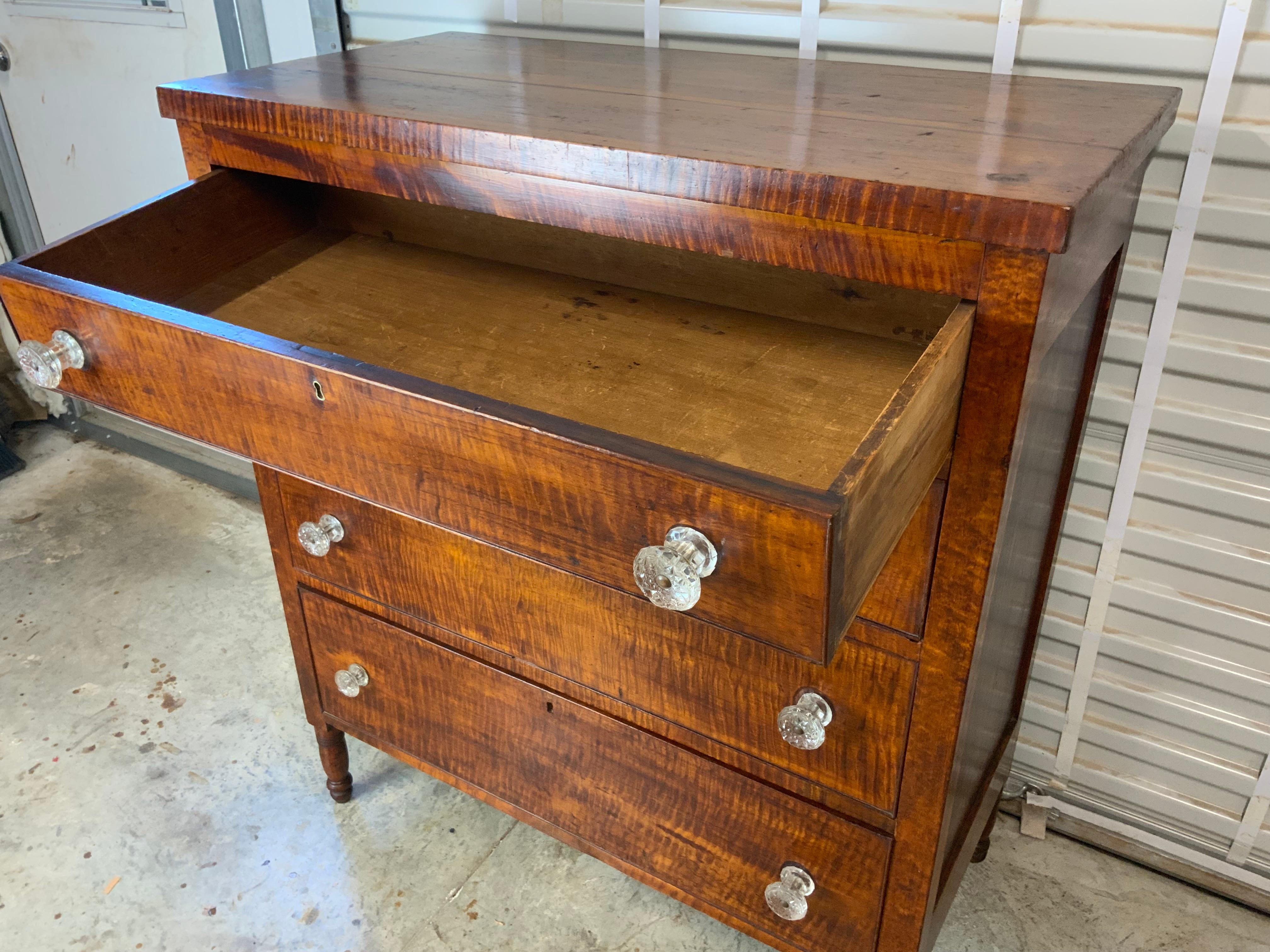 American Sheraton Curly Maple Chest For Sale 2