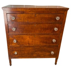Antique American Sheraton Curly Maple Chest