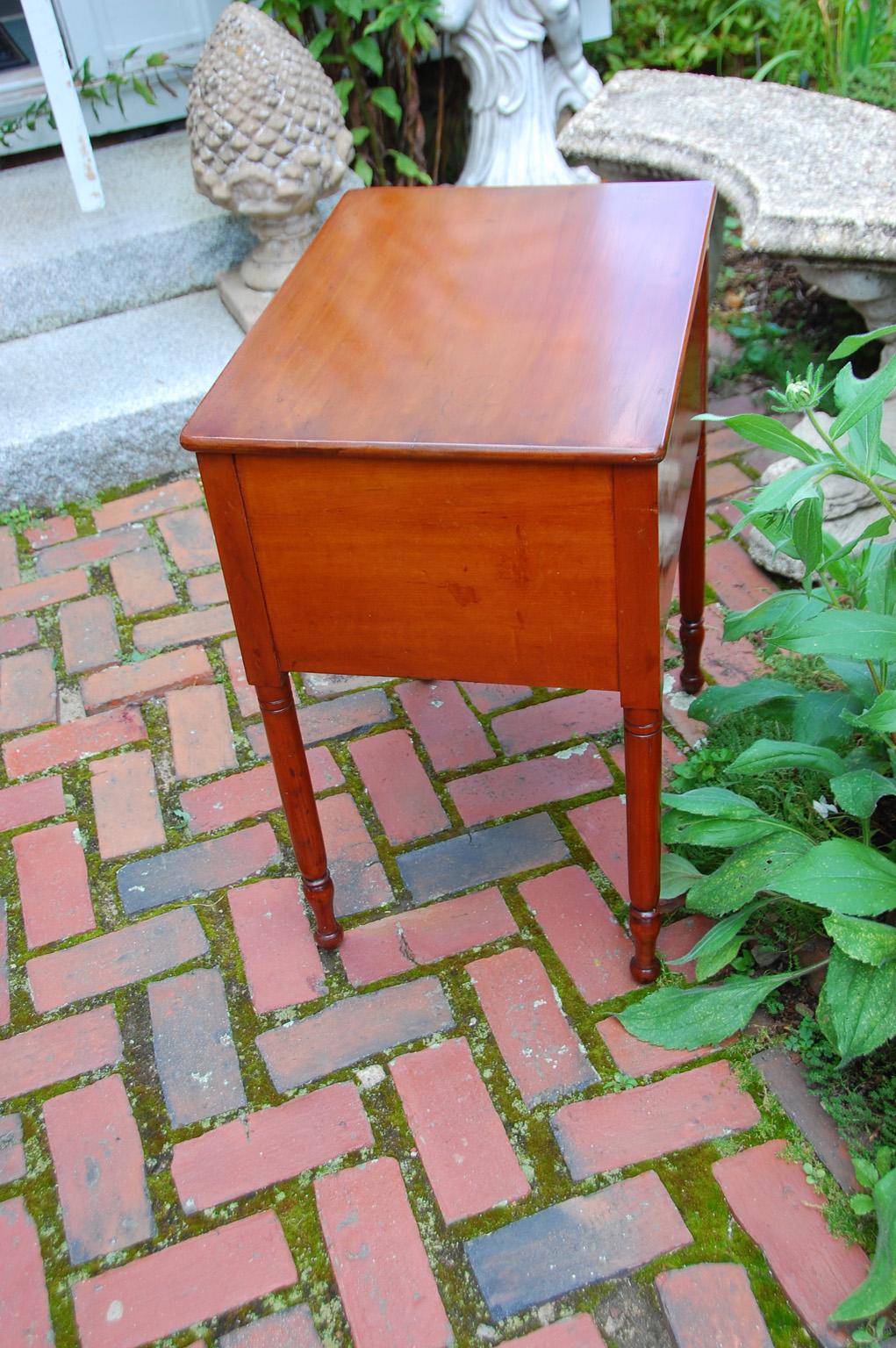 American Sheraton Early 19th Century Two Drawer Stand with Curly Maple Drawers 3